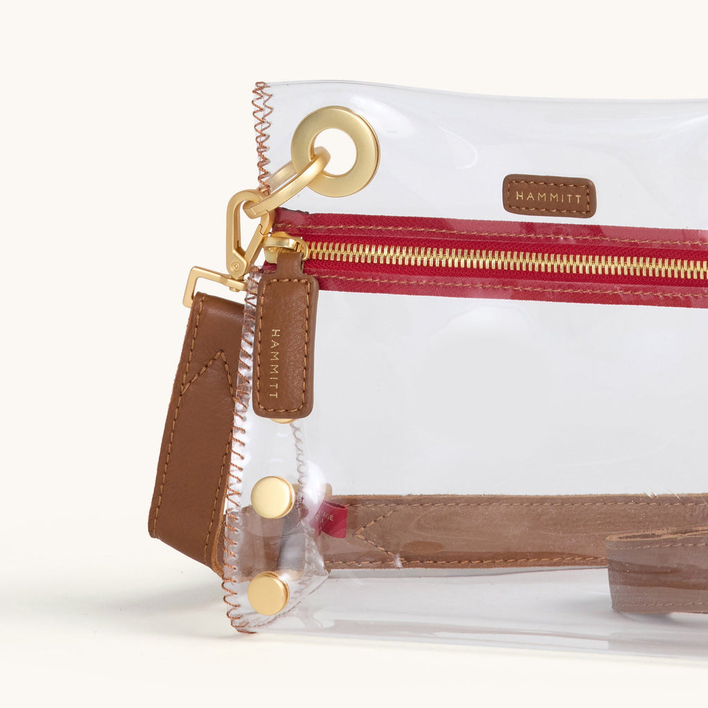 Tony clear | Mahogany Pebble/Brushed Gold Red Zip | Sml