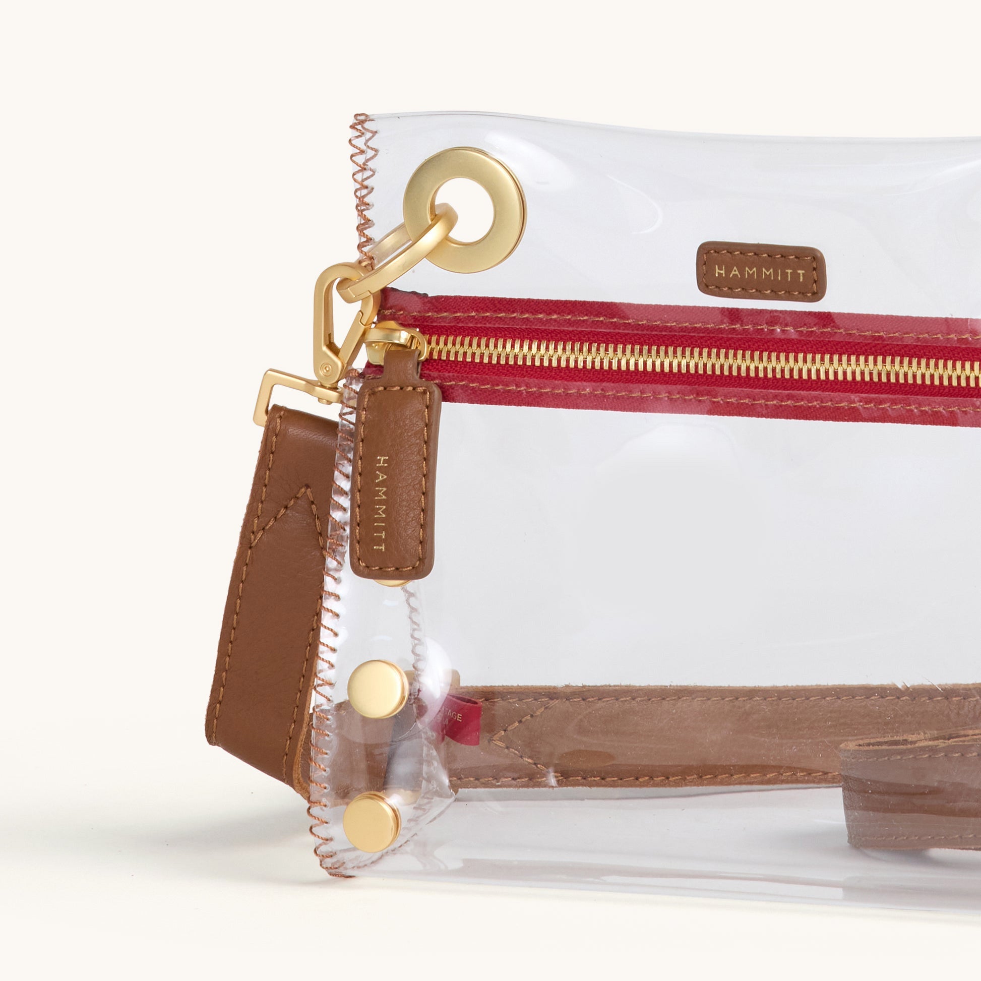 Tony clear | Mahogany Pebble/Brushed Gold Red Zip | Sml