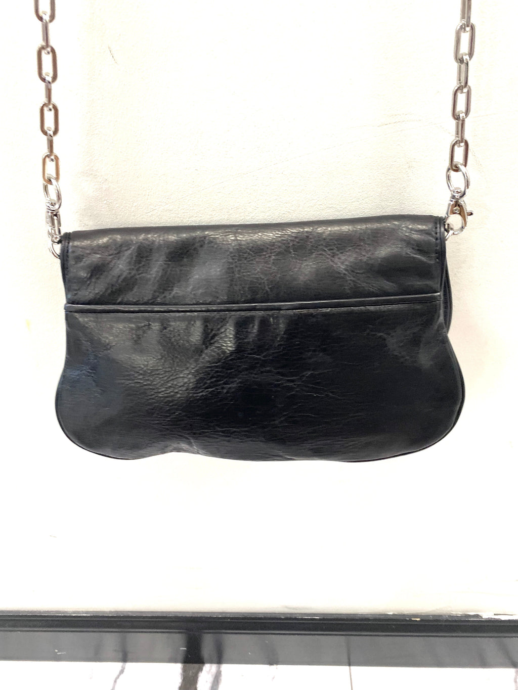 TORY BURCH LEATHER REVA CLUTCH WITH CHAIN