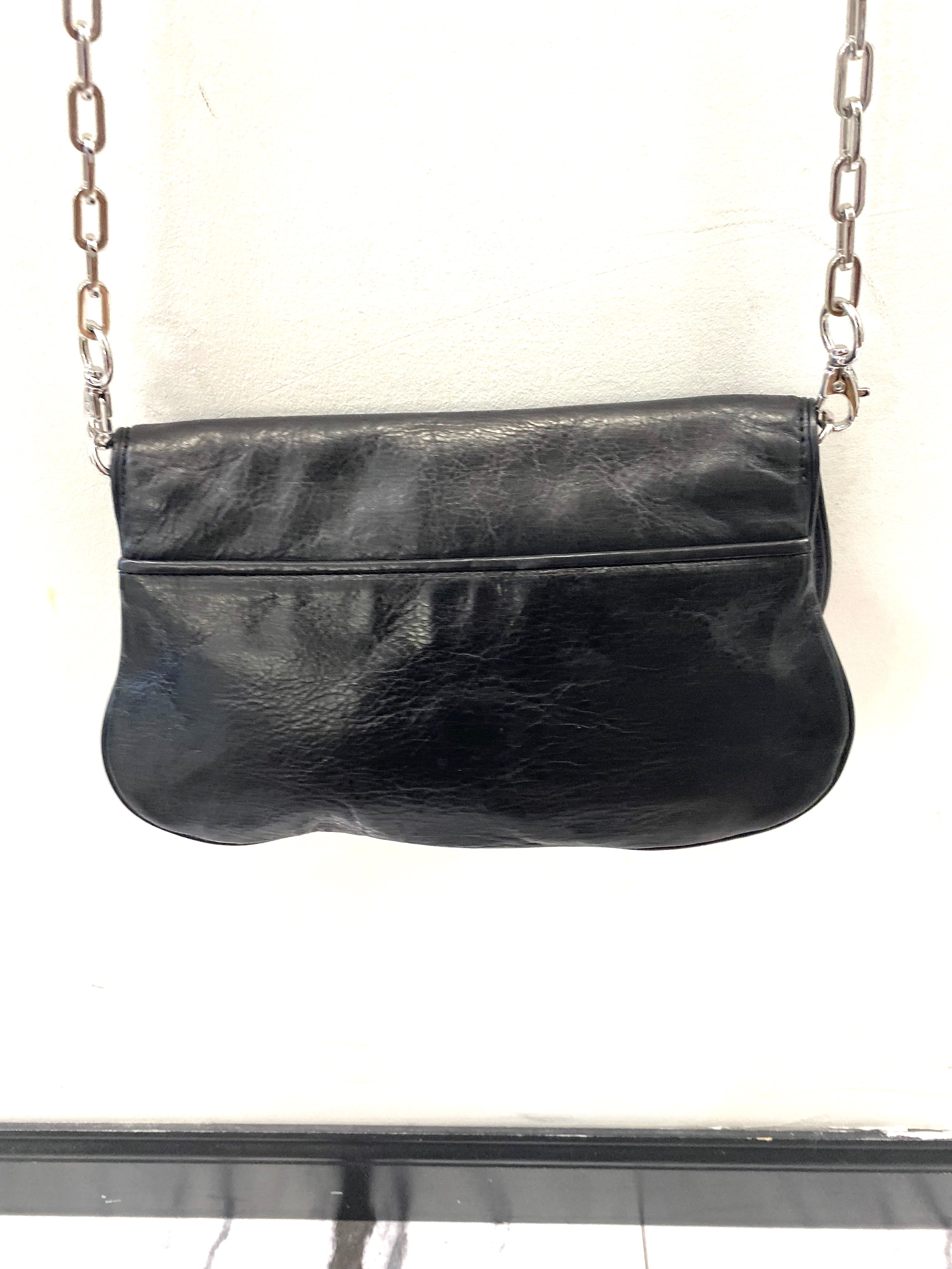 TORY BURCH LEATHER REVA CLUTCH WITH CHAIN