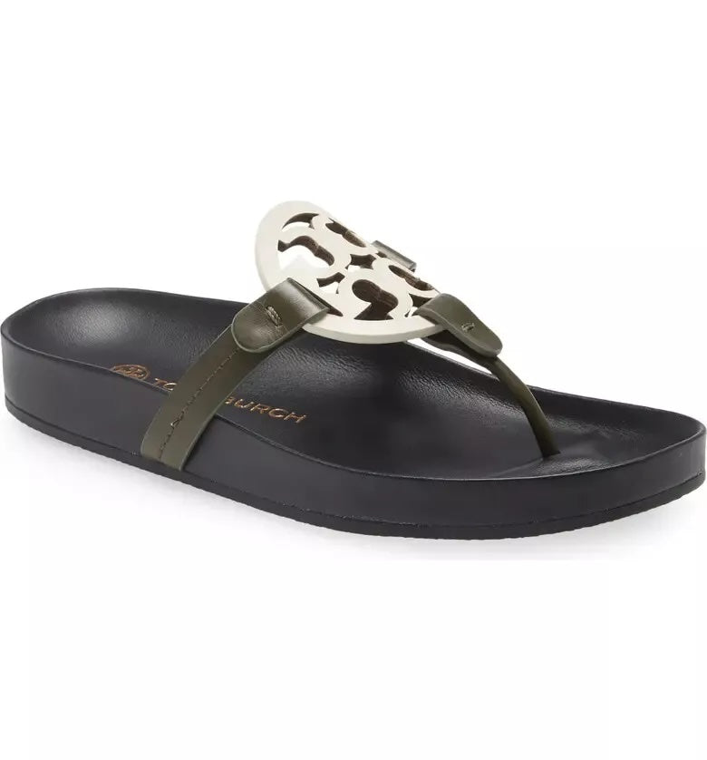 TORY BURCH MILLER CLOUD LEATHER SLIDE SANDALS