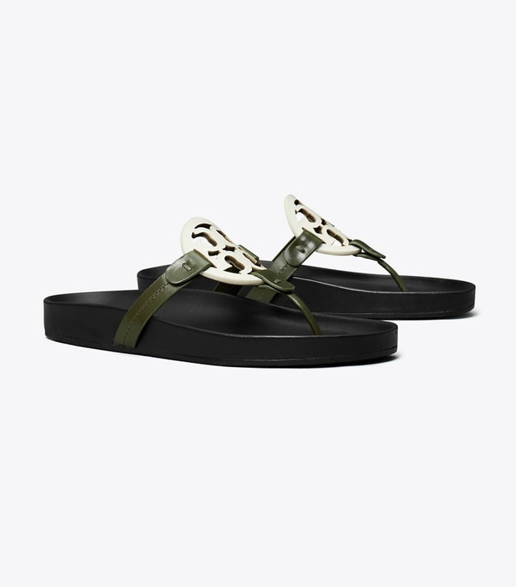 TORY BURCH MILLER CLOUD LEATHER SLIDE SANDALS