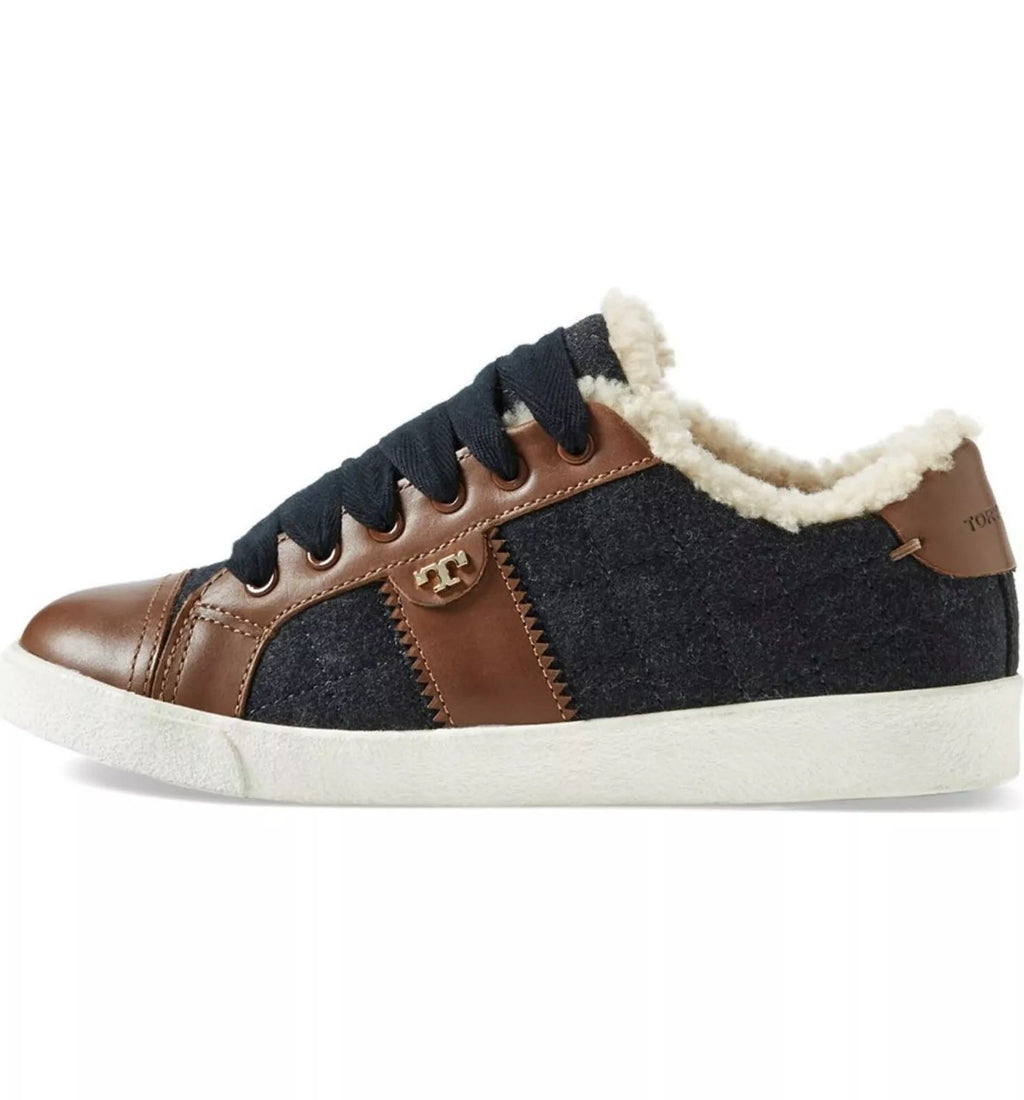 TORY BURCH OLIVER LACE-UP SHEARLING SNEAKERS