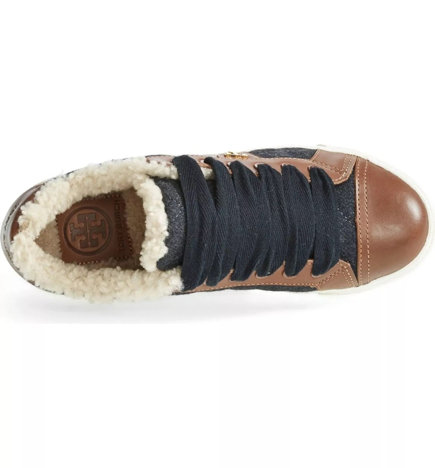 TORY BURCH OLIVER LACE-UP SHEARLING SNEAKERS