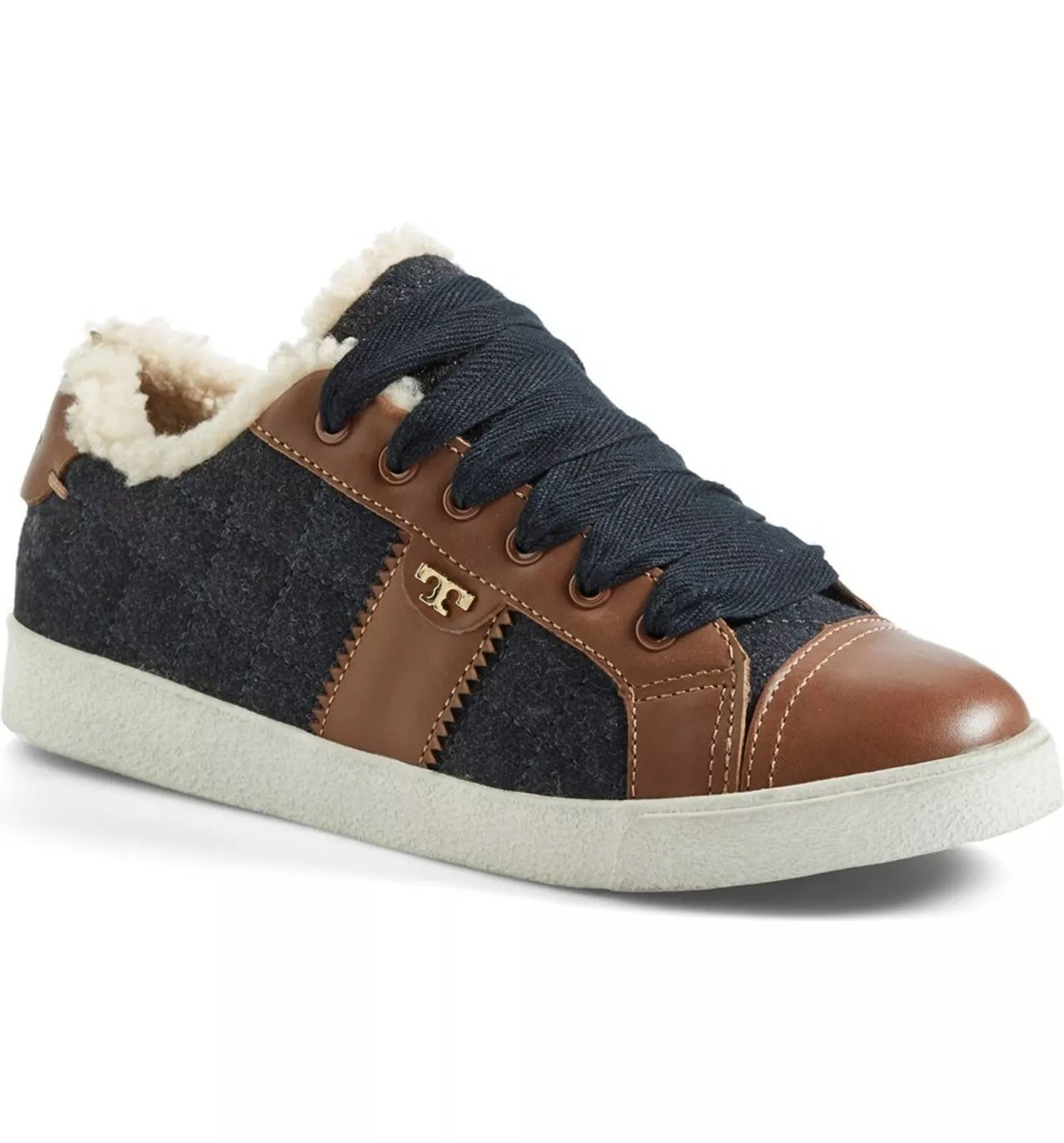 TORY BURCH OLIVER LACE-UP SHEARLING SNEAKERS