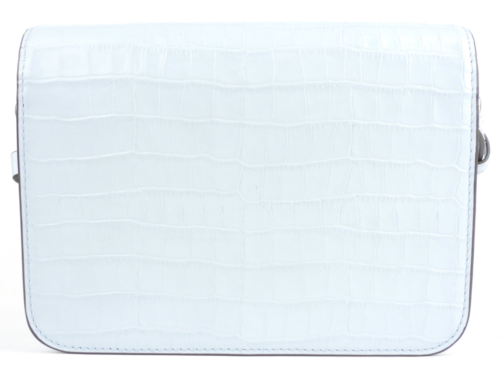Tory Burch Pastel Blue Robinson Croc Embossed Leather Convertible Shoulder Bag