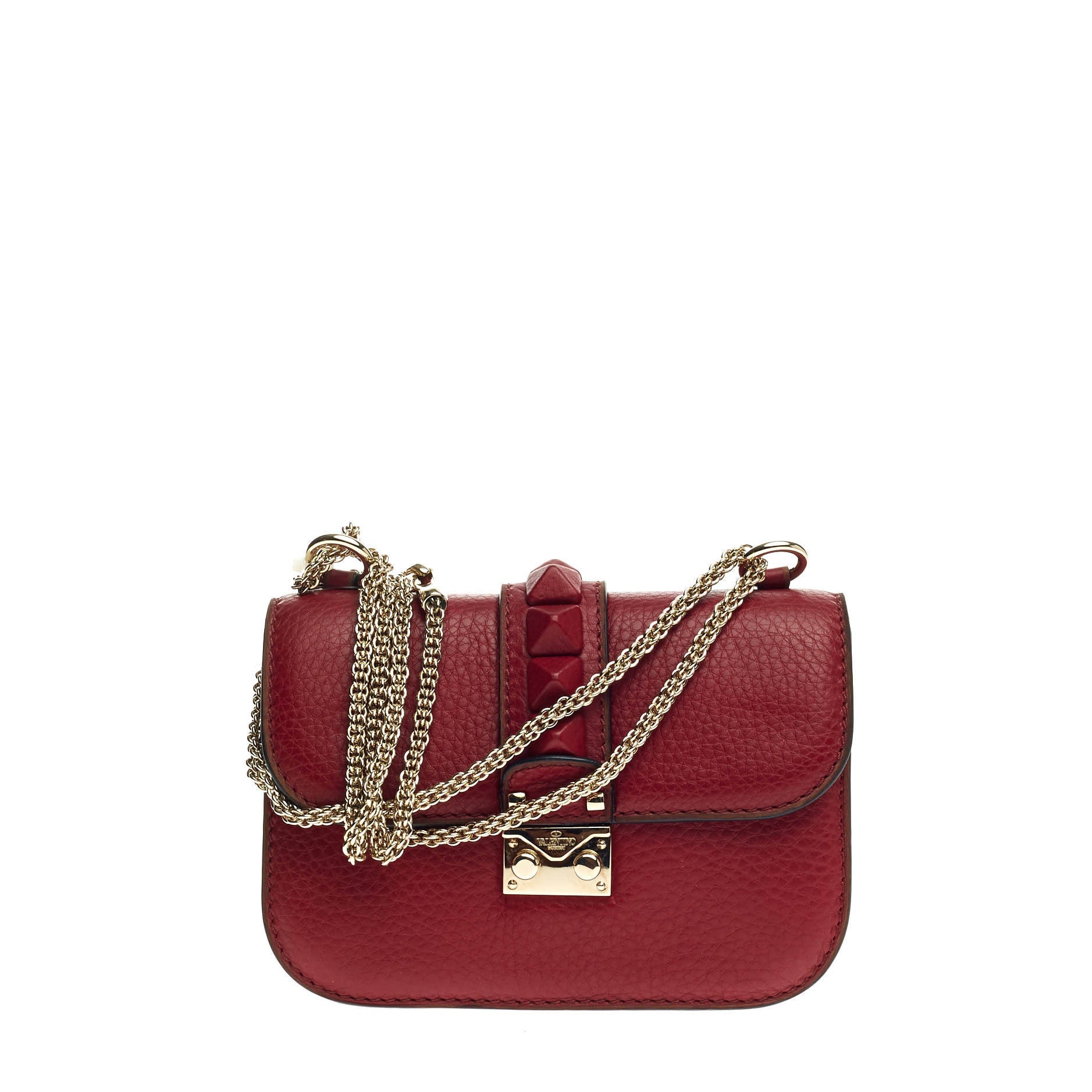 Glam Lock Shoulder Bag Leather Mini