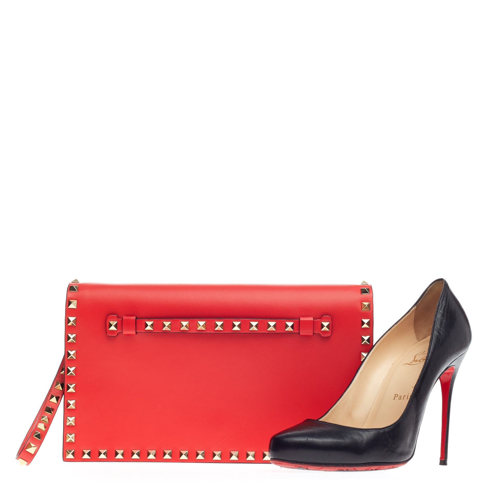Rockstud Flap Clutch Leather