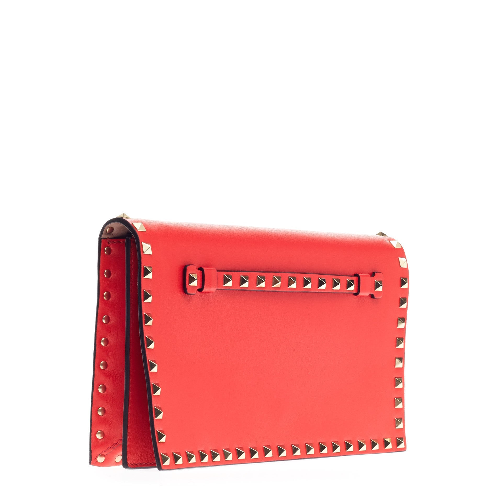 Rockstud Flap Clutch Leather
