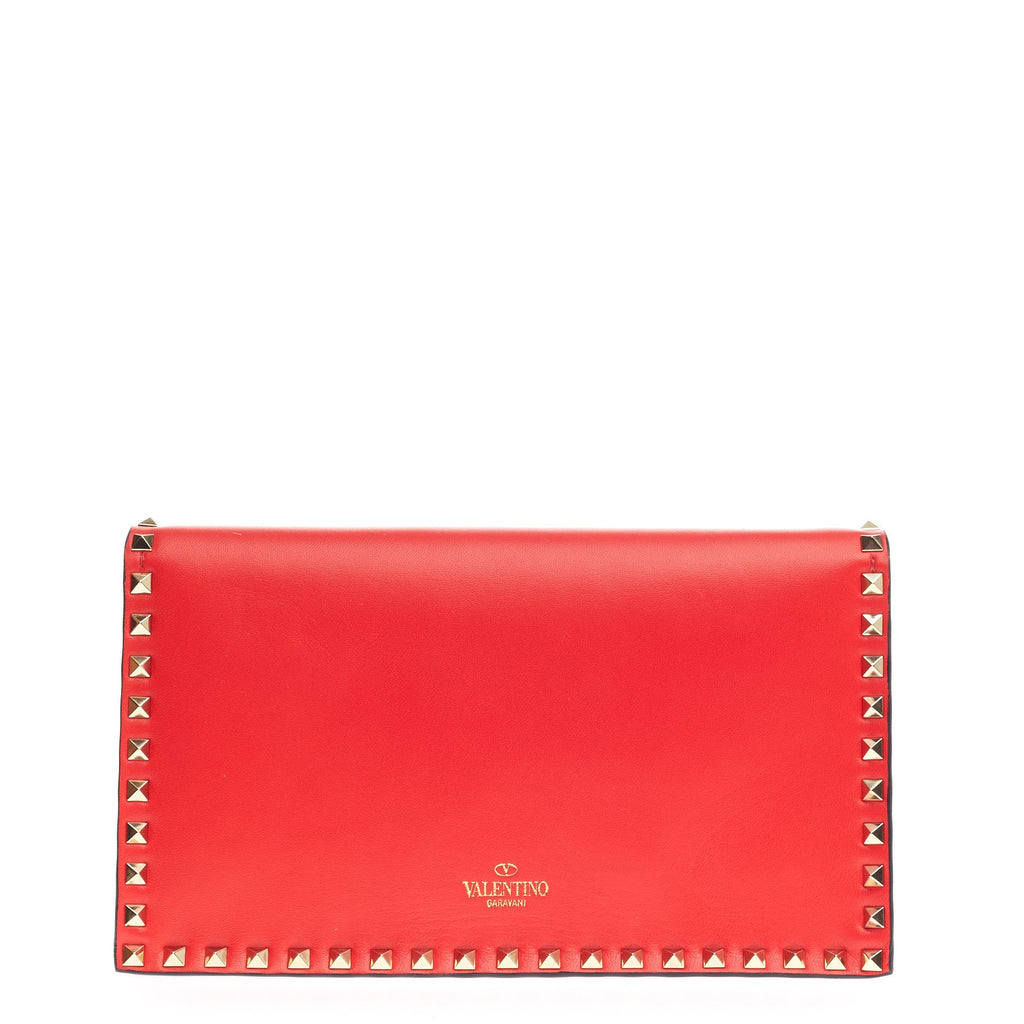 Rockstud Flap Clutch Leather
