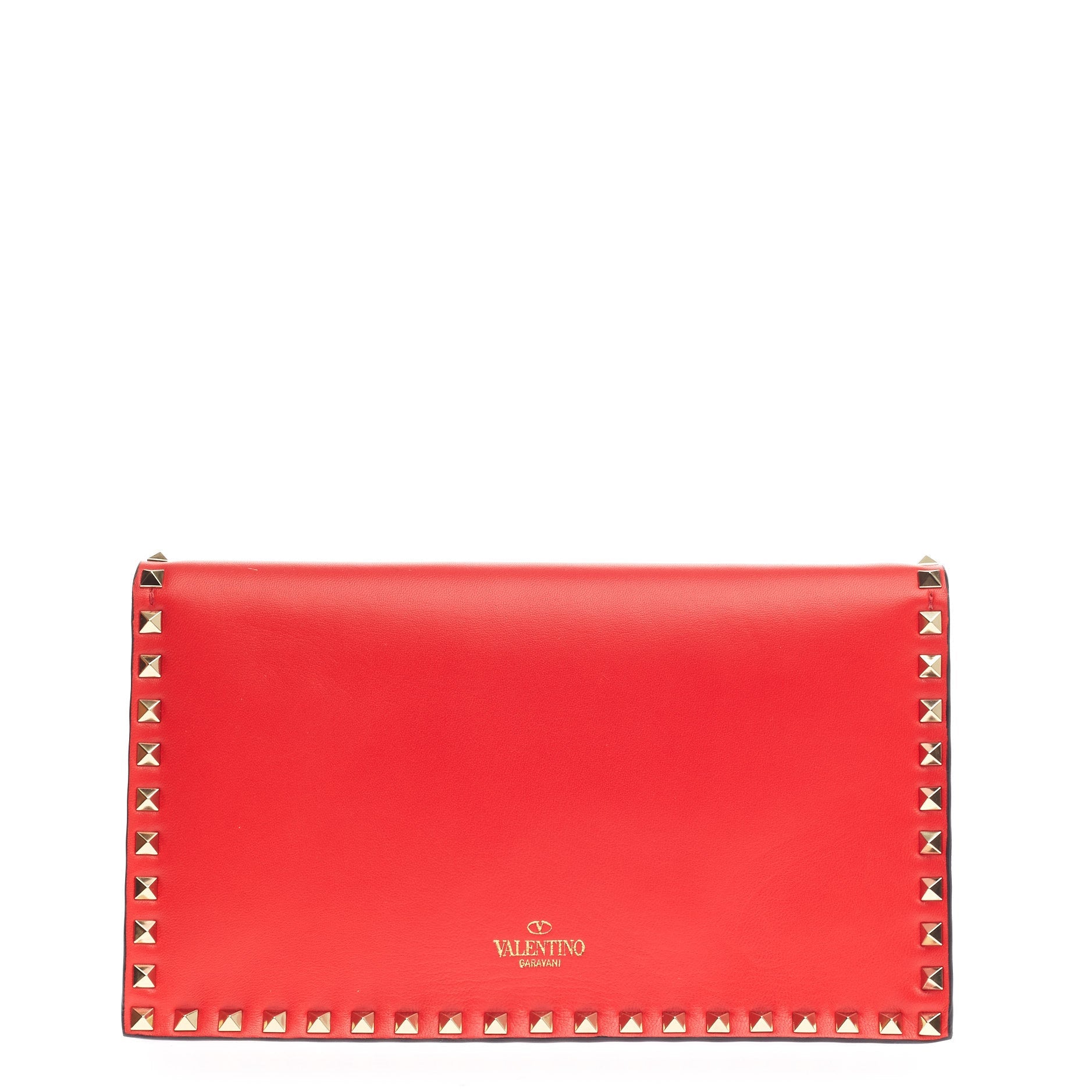 Rockstud Flap Clutch Leather