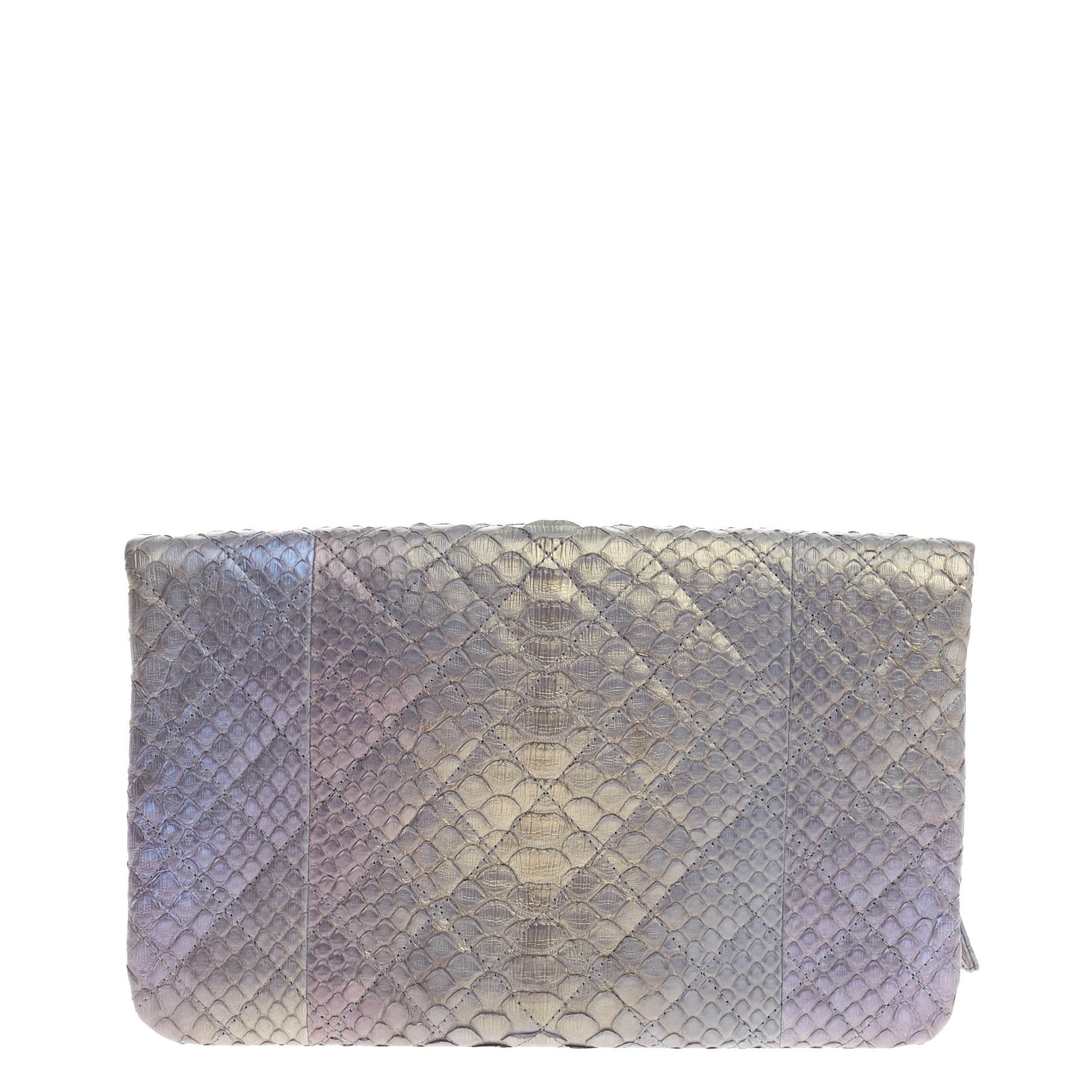 Medallion Charm Fold Over Clutch Quilted Python Small