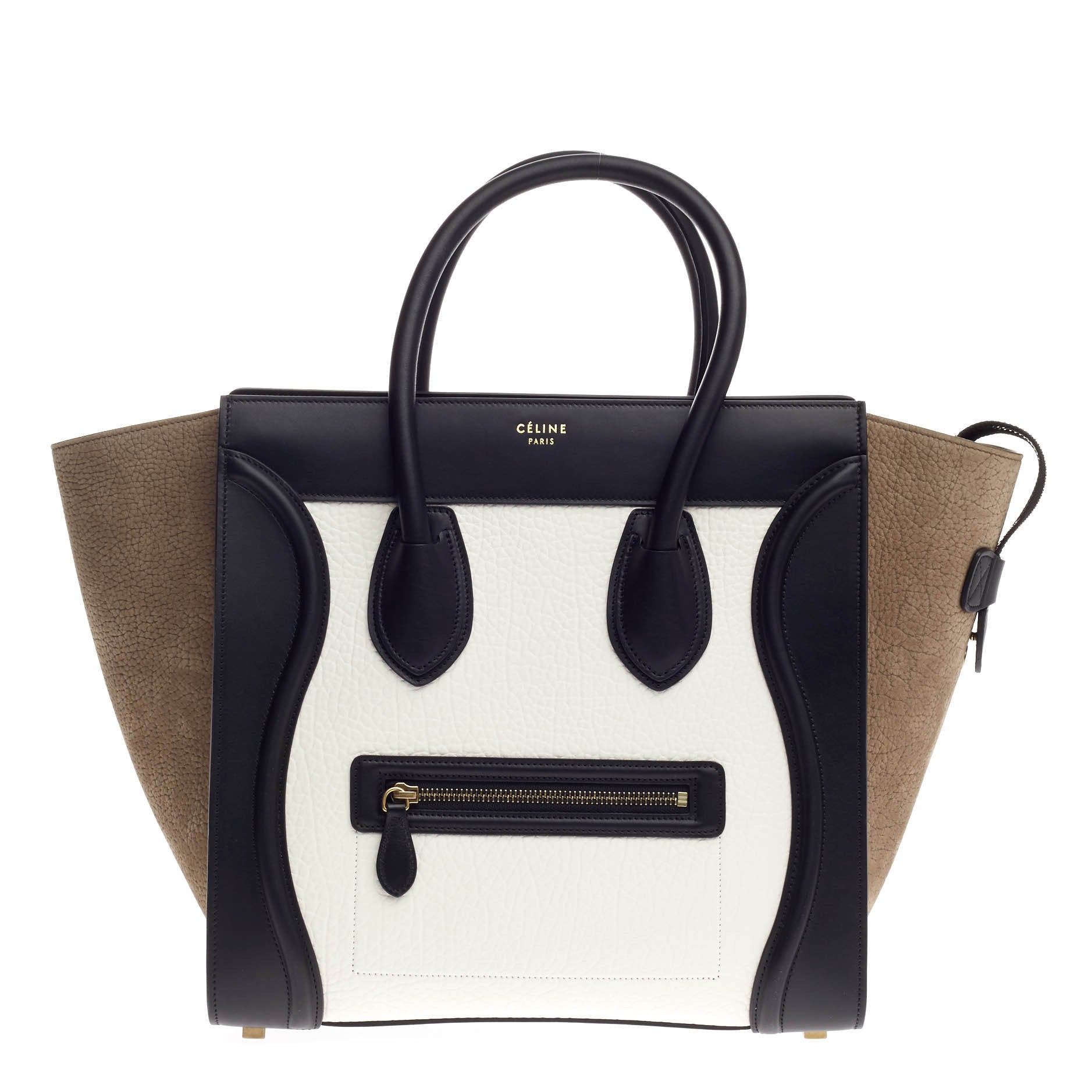 Tricolor Luggage Handbag Leather Mini