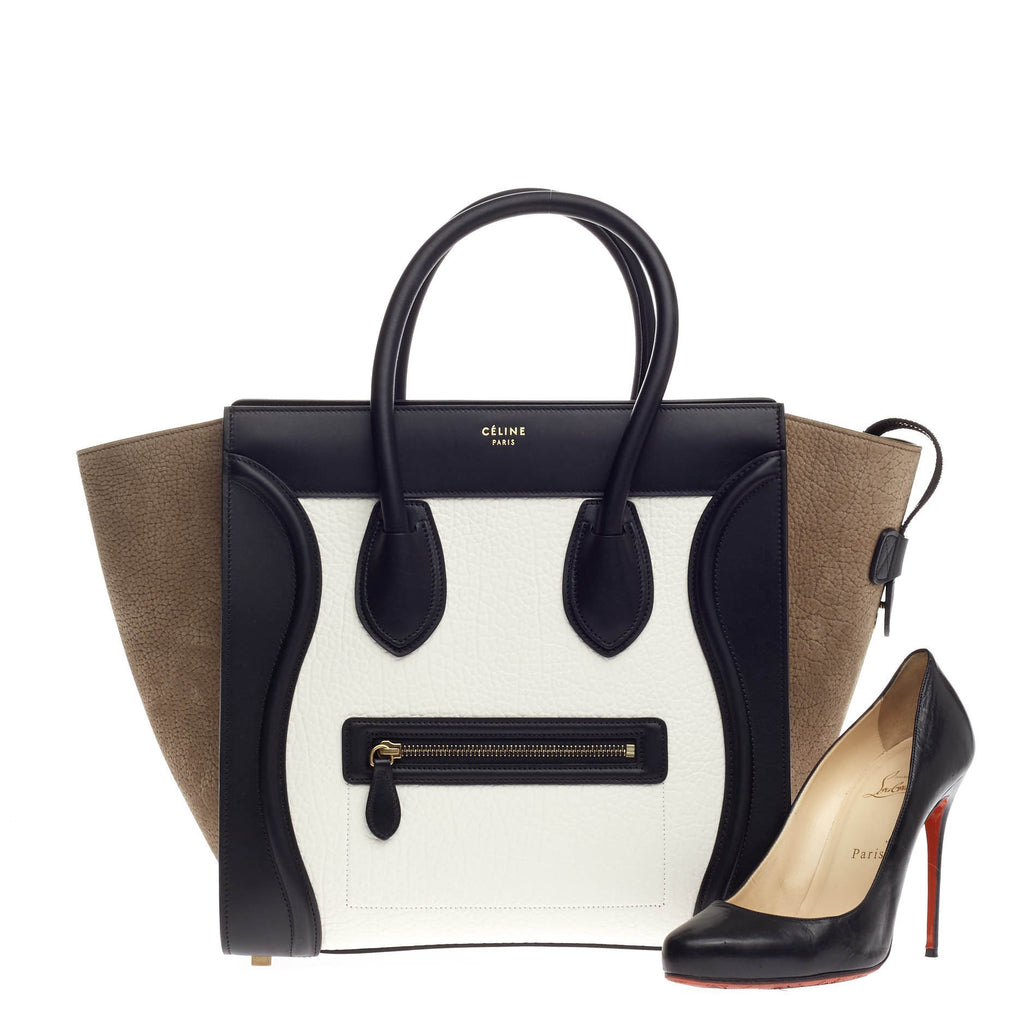 Tricolor Luggage Handbag Leather Mini