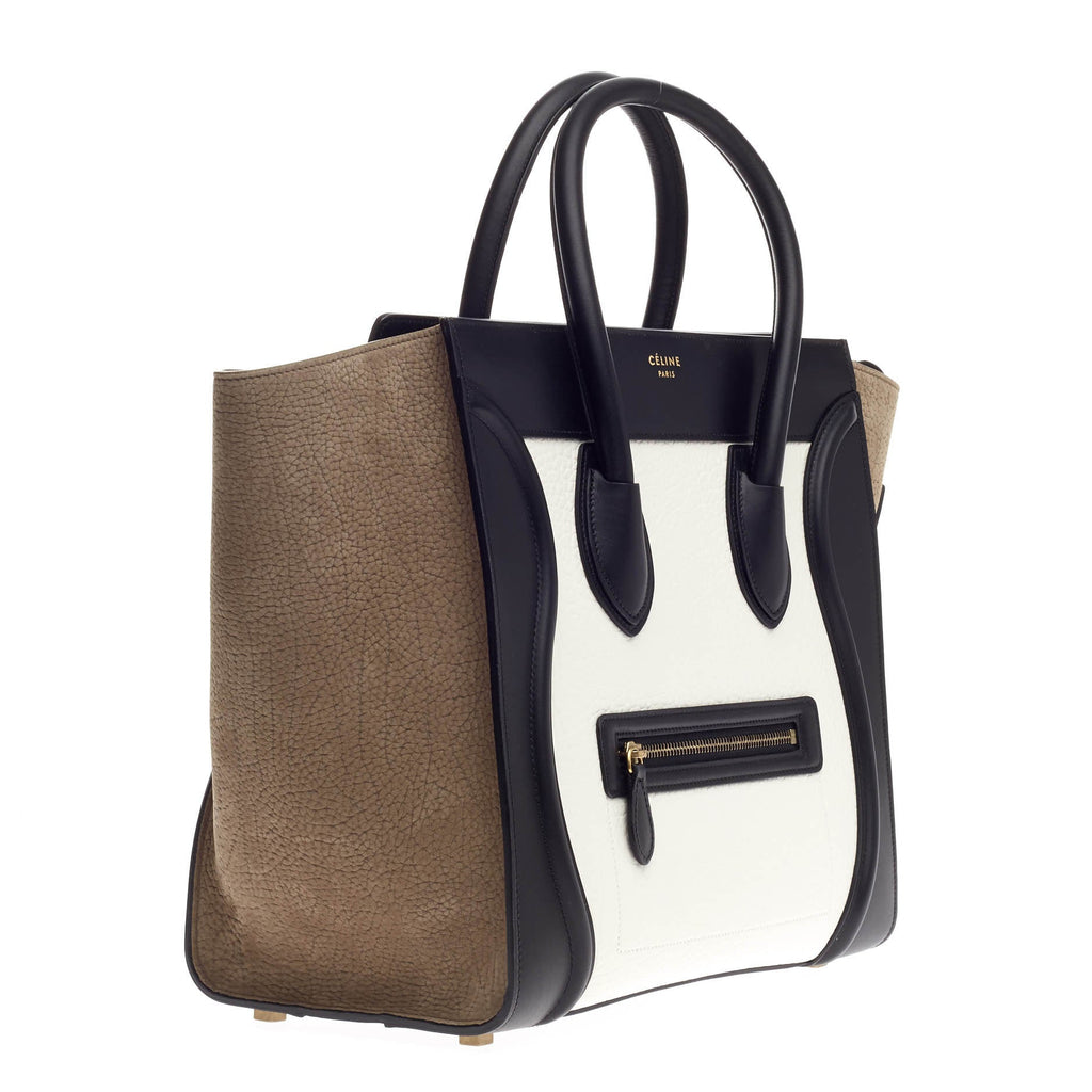 Tricolor Luggage Handbag Leather Mini