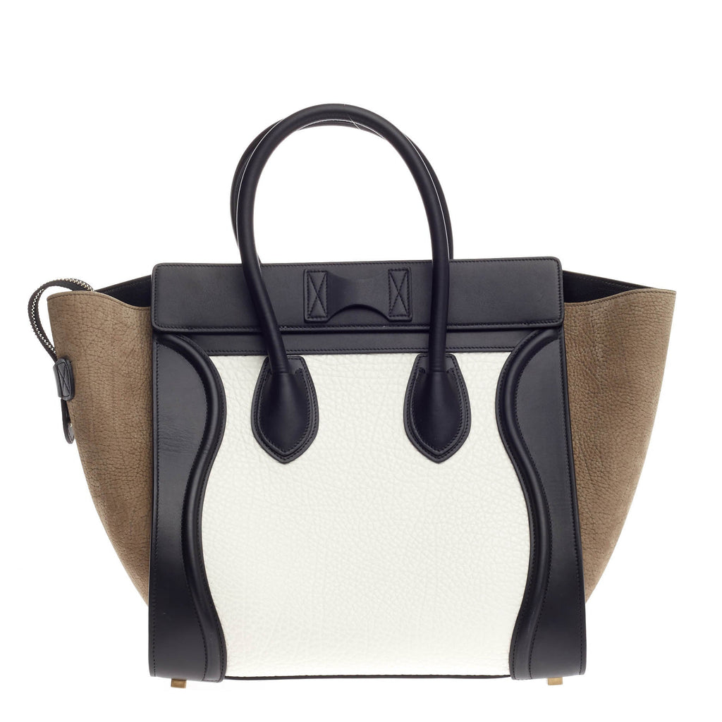 Tricolor Luggage Handbag Leather Mini