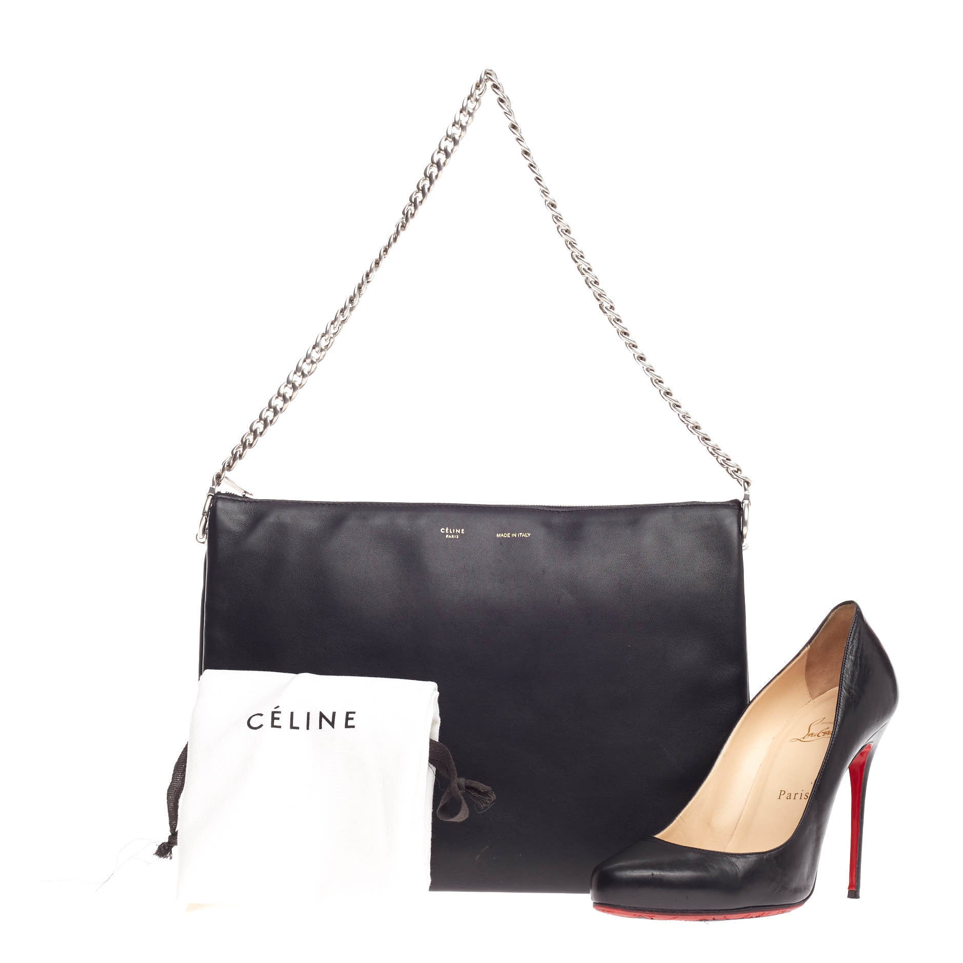 Trio Chain Clutch Leather