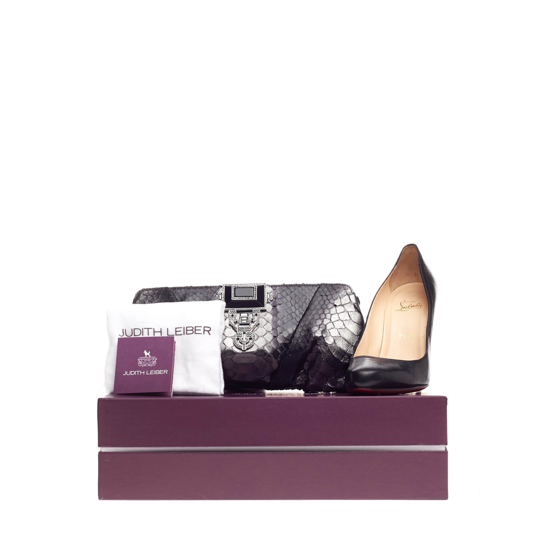 Jeweled Art Deco Clutch Python