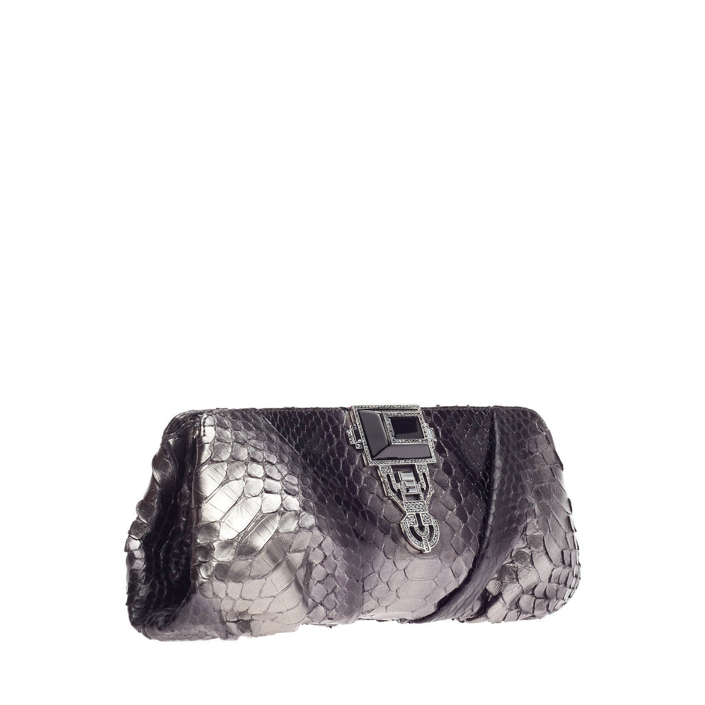 Jeweled Art Deco Clutch Python