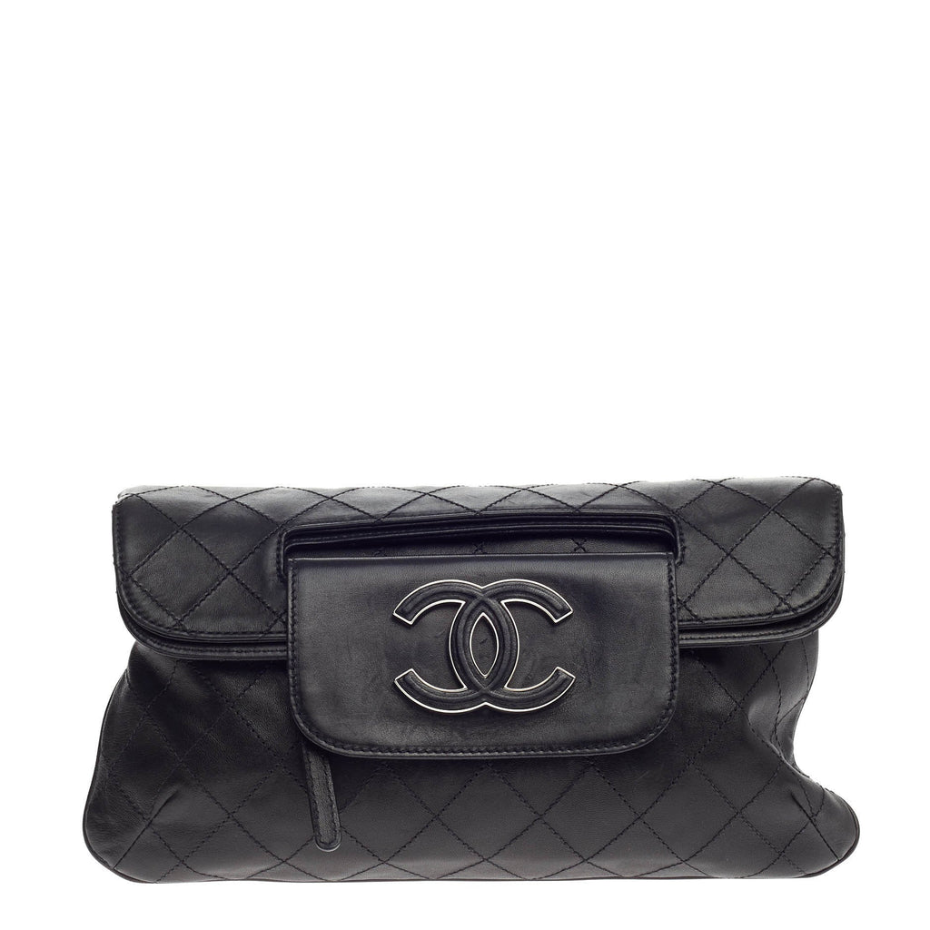 CC Foldover Clutch Quilted Leather Medium