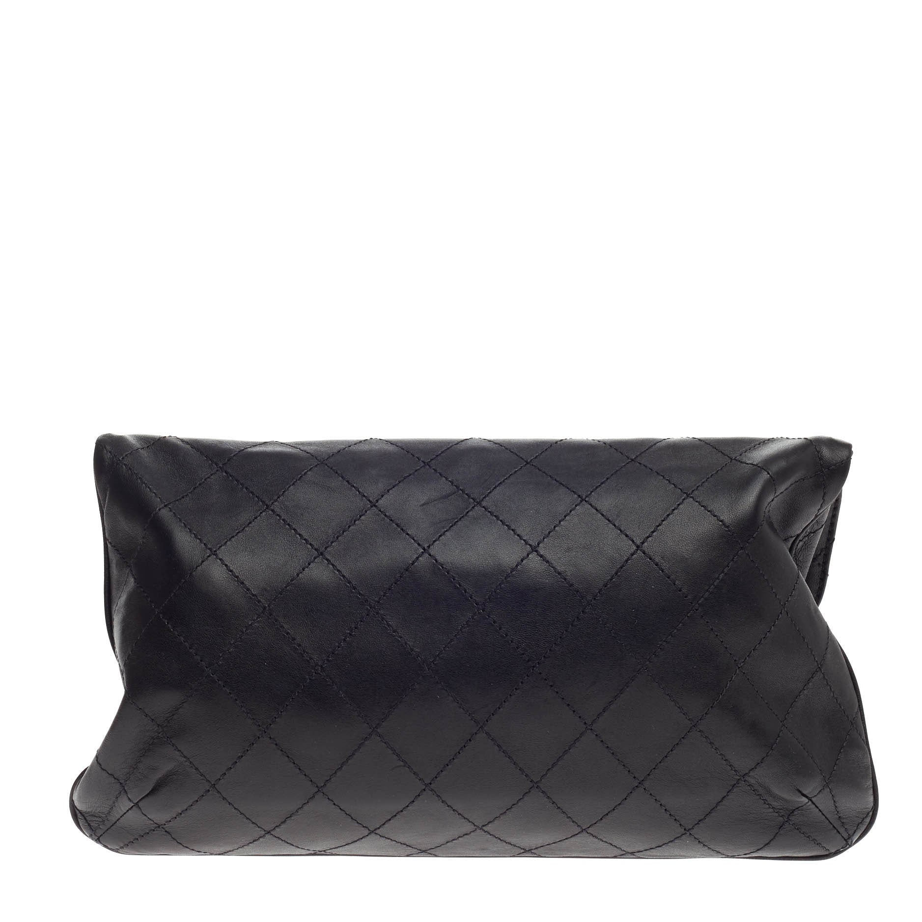 CC Foldover Clutch Quilted Leather Medium