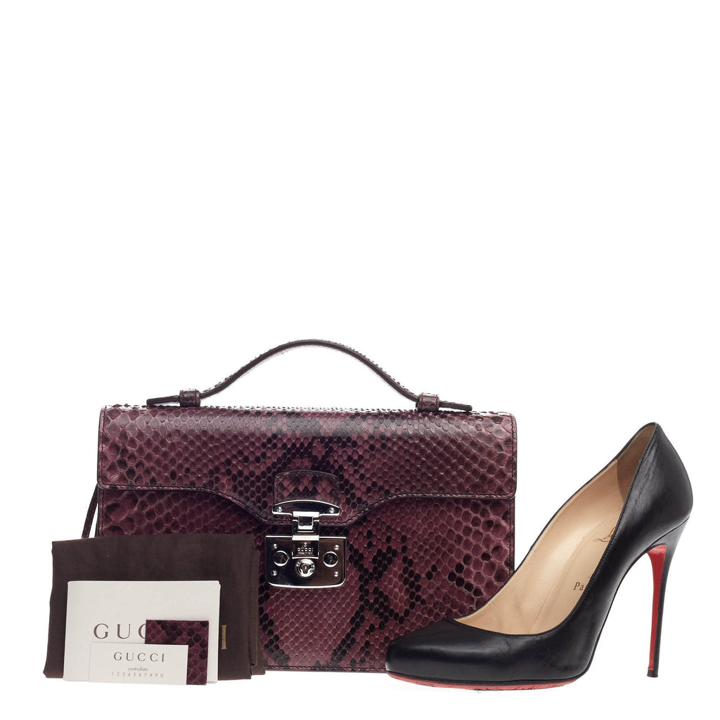 Lady Lock Briefcase Clutch Python