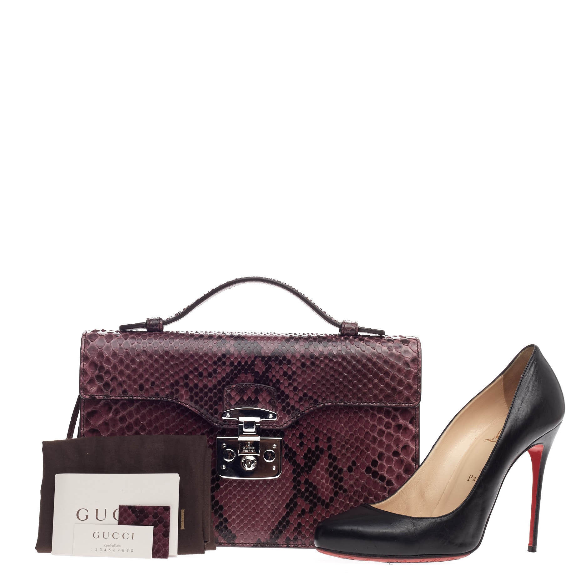 Lady Lock Briefcase Clutch Python