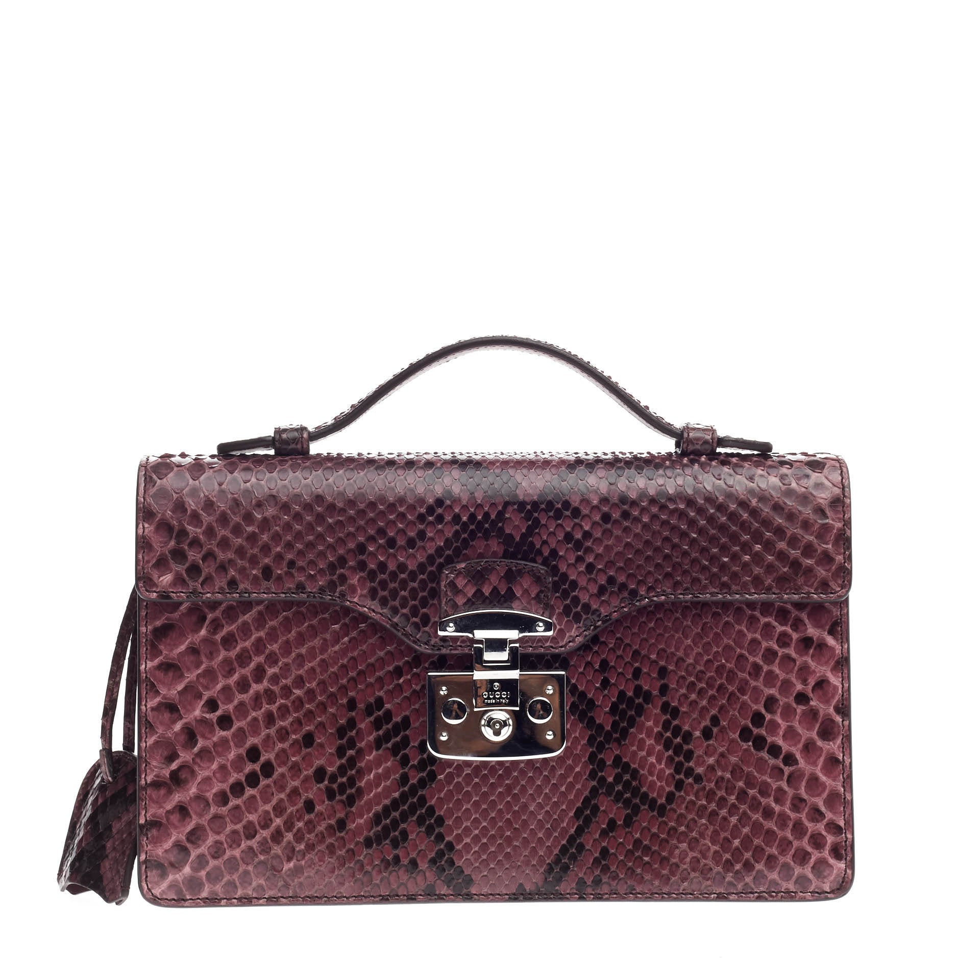 Lady Lock Briefcase Clutch Python
