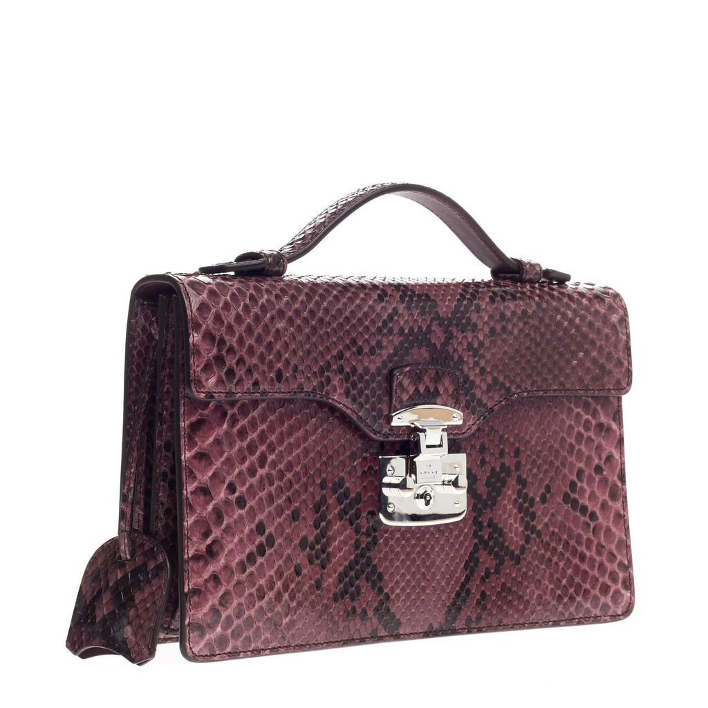 Lady Lock Briefcase Clutch Python