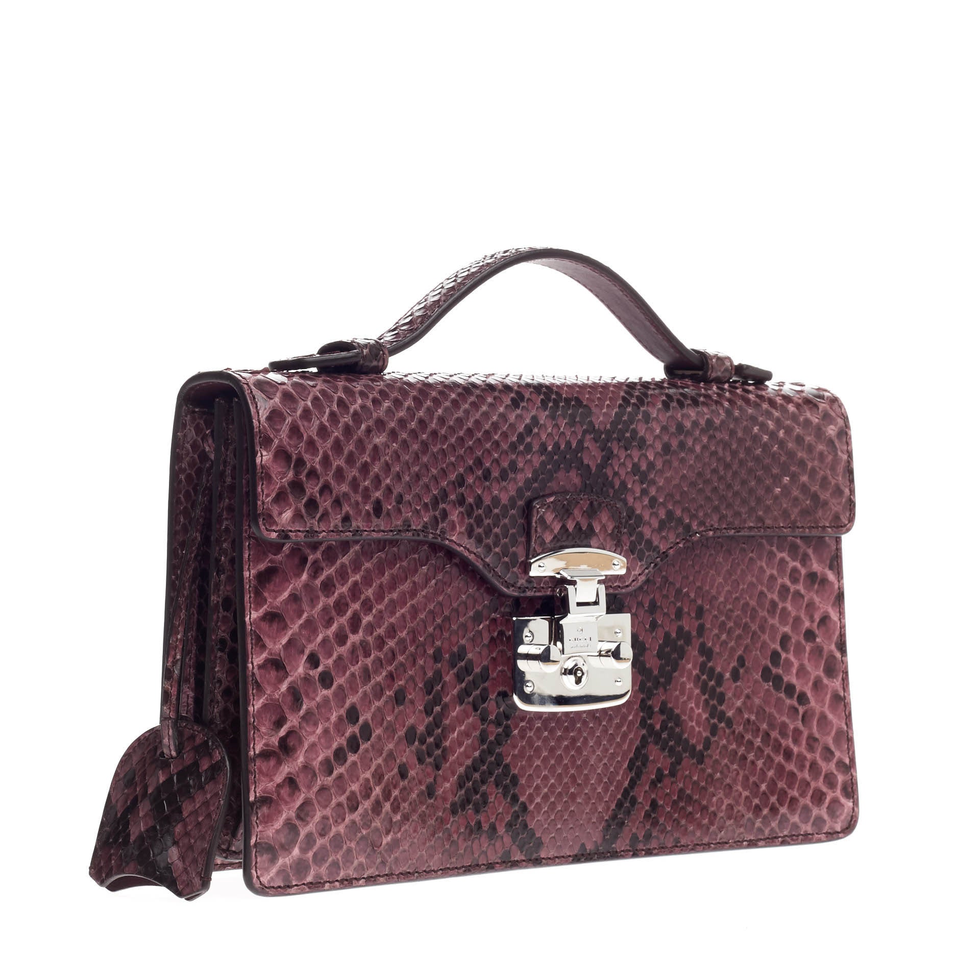 Lady Lock Briefcase Clutch Python