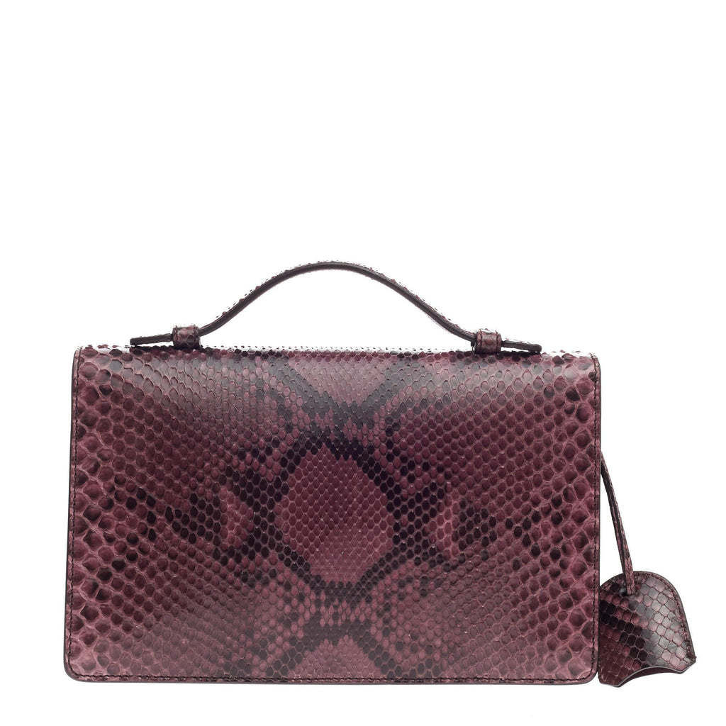 Lady Lock Briefcase Clutch Python