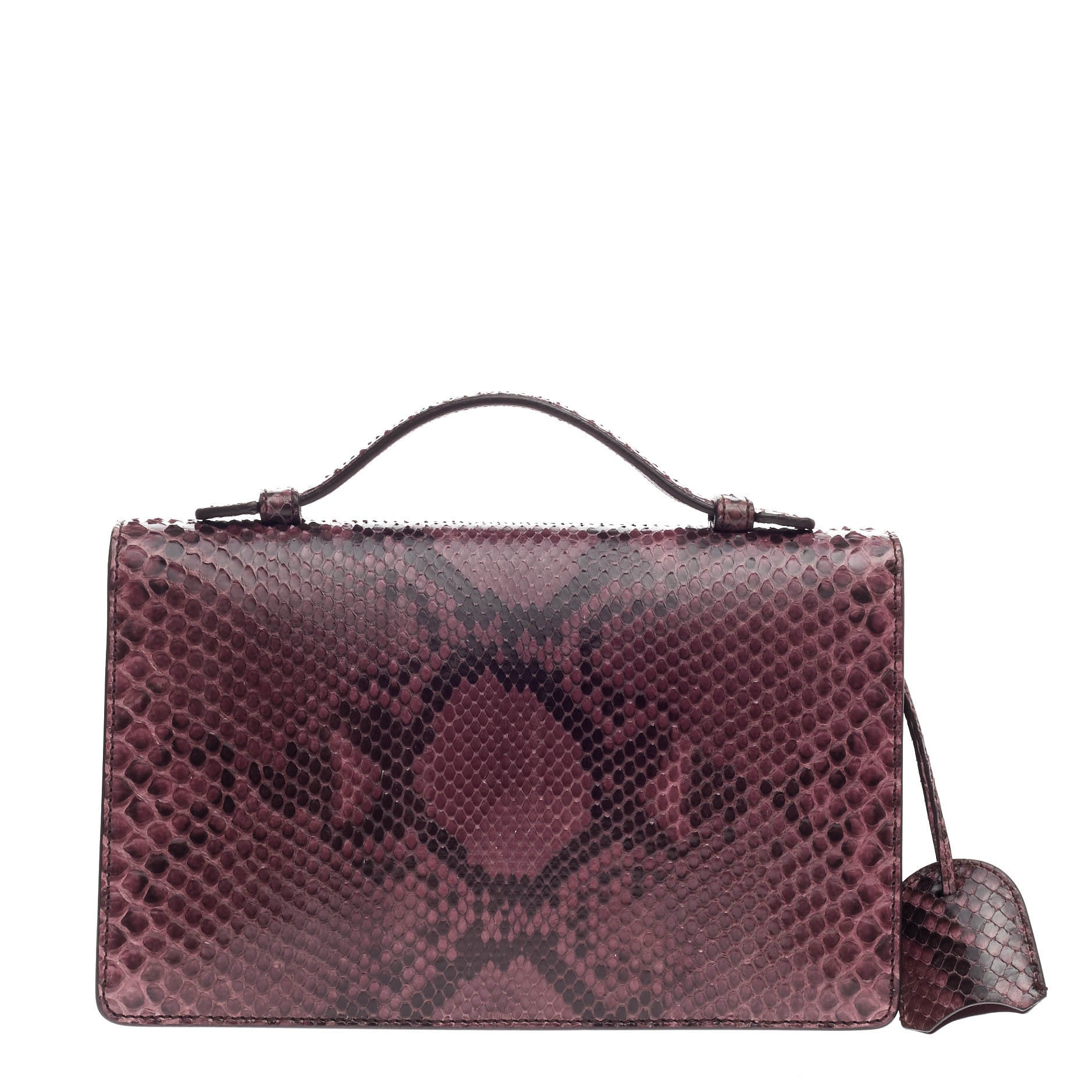 Lady Lock Briefcase Clutch Python