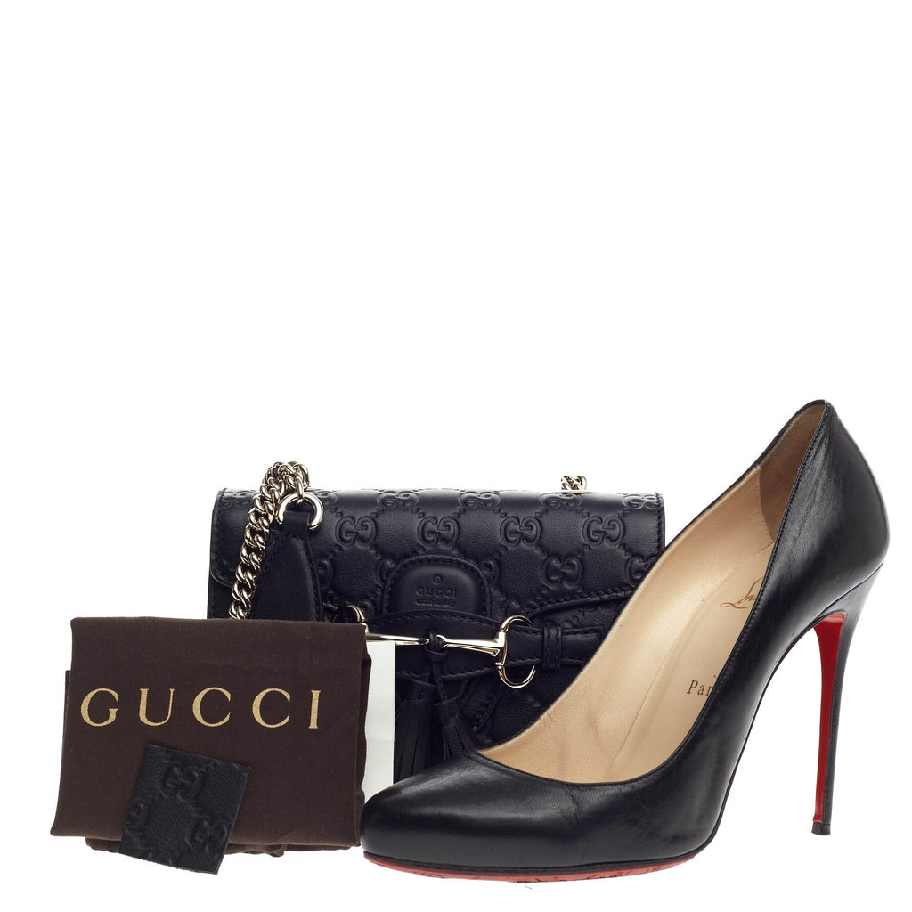 Emily Chain Strap Flap Bag Guccissima Leather Mini