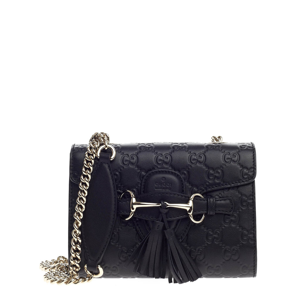 Emily Chain Strap Flap Bag Guccissima Leather Mini