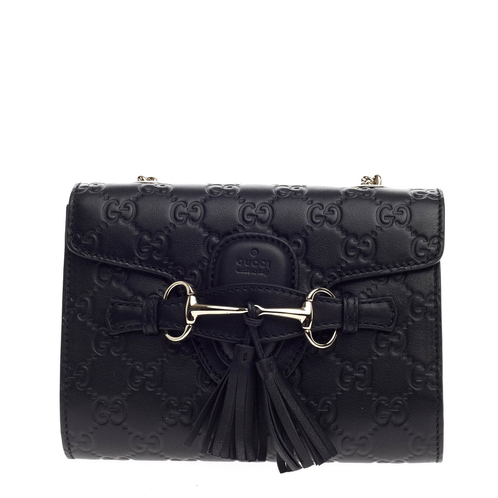 Emily Chain Strap Flap Bag Guccissima Leather Mini
