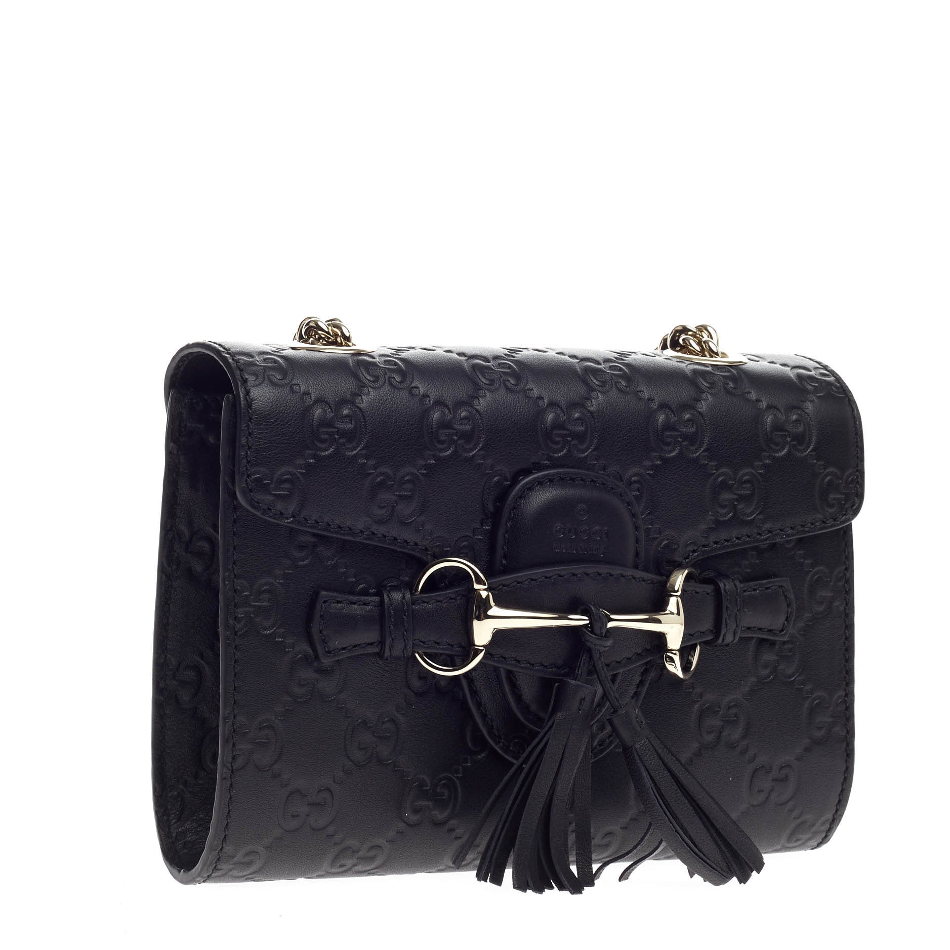 Emily Chain Strap Flap Bag Guccissima Leather Mini