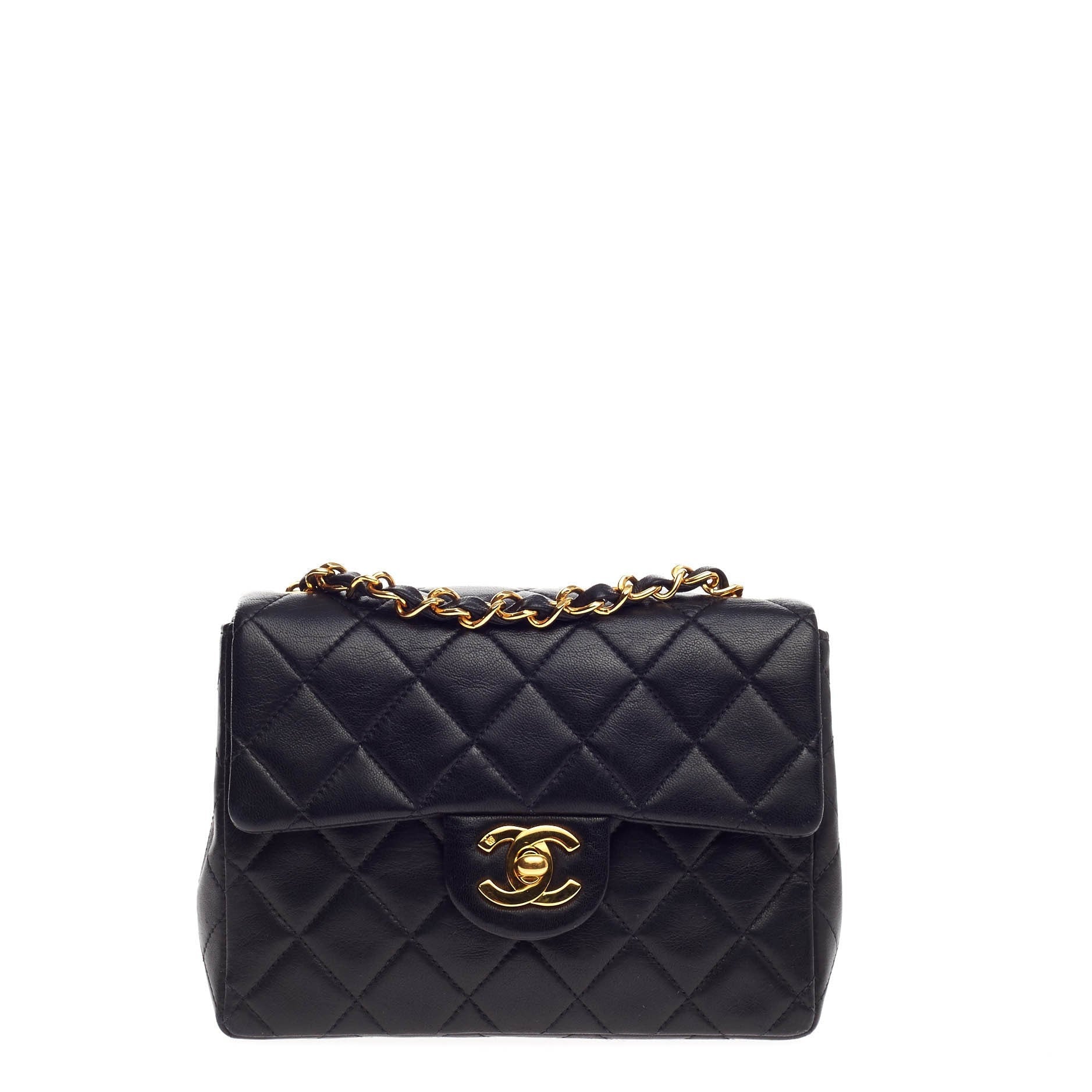 Vintage Square Classic Single Flap Bag Quilted Leather Mini