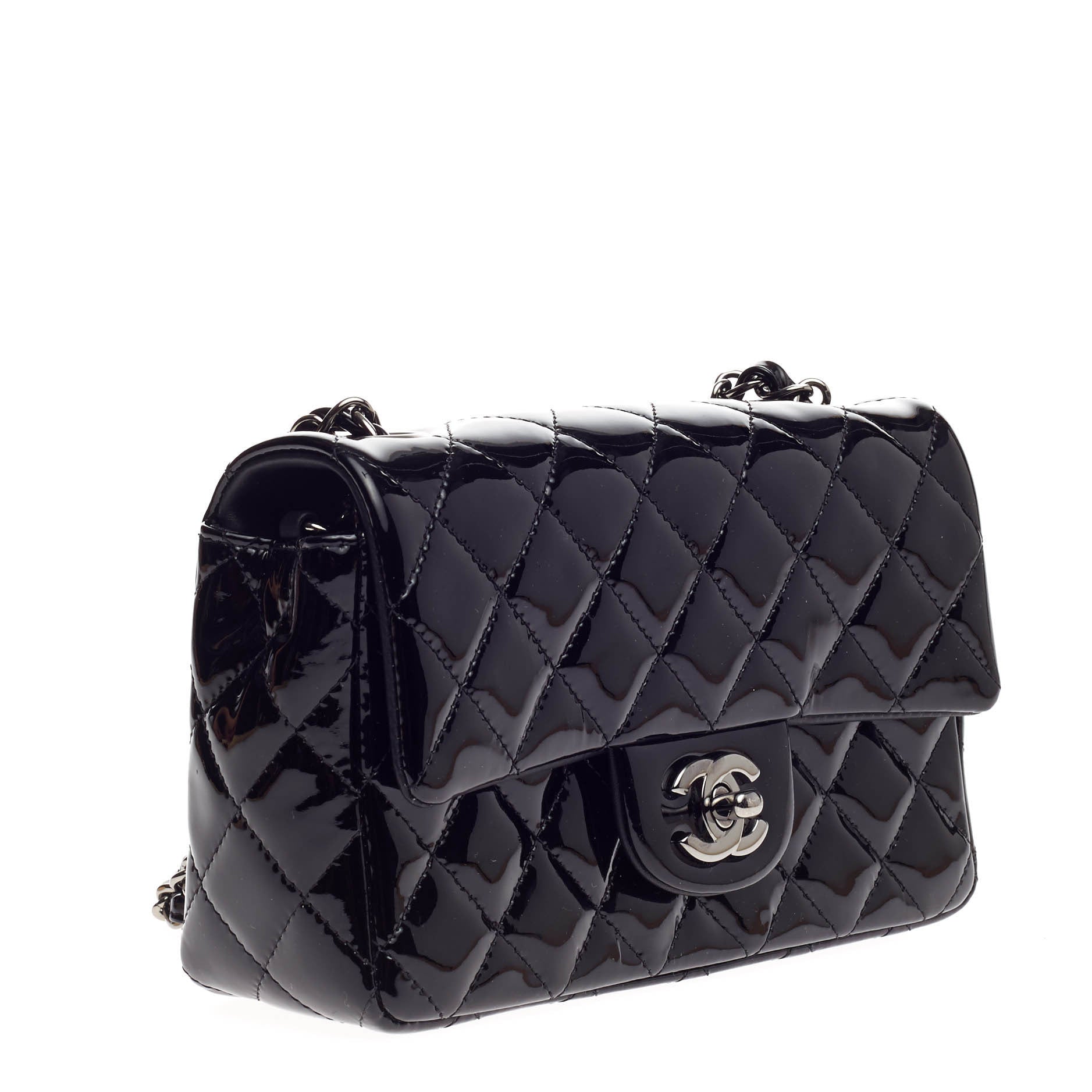 Classic Single Flap Bag Quilted Patent Mini
