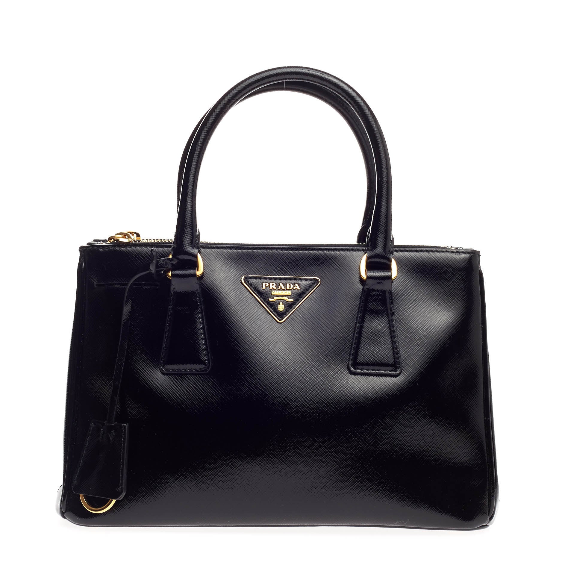 Double Zip Lux Tote Vernice Saffiano Leather Mini