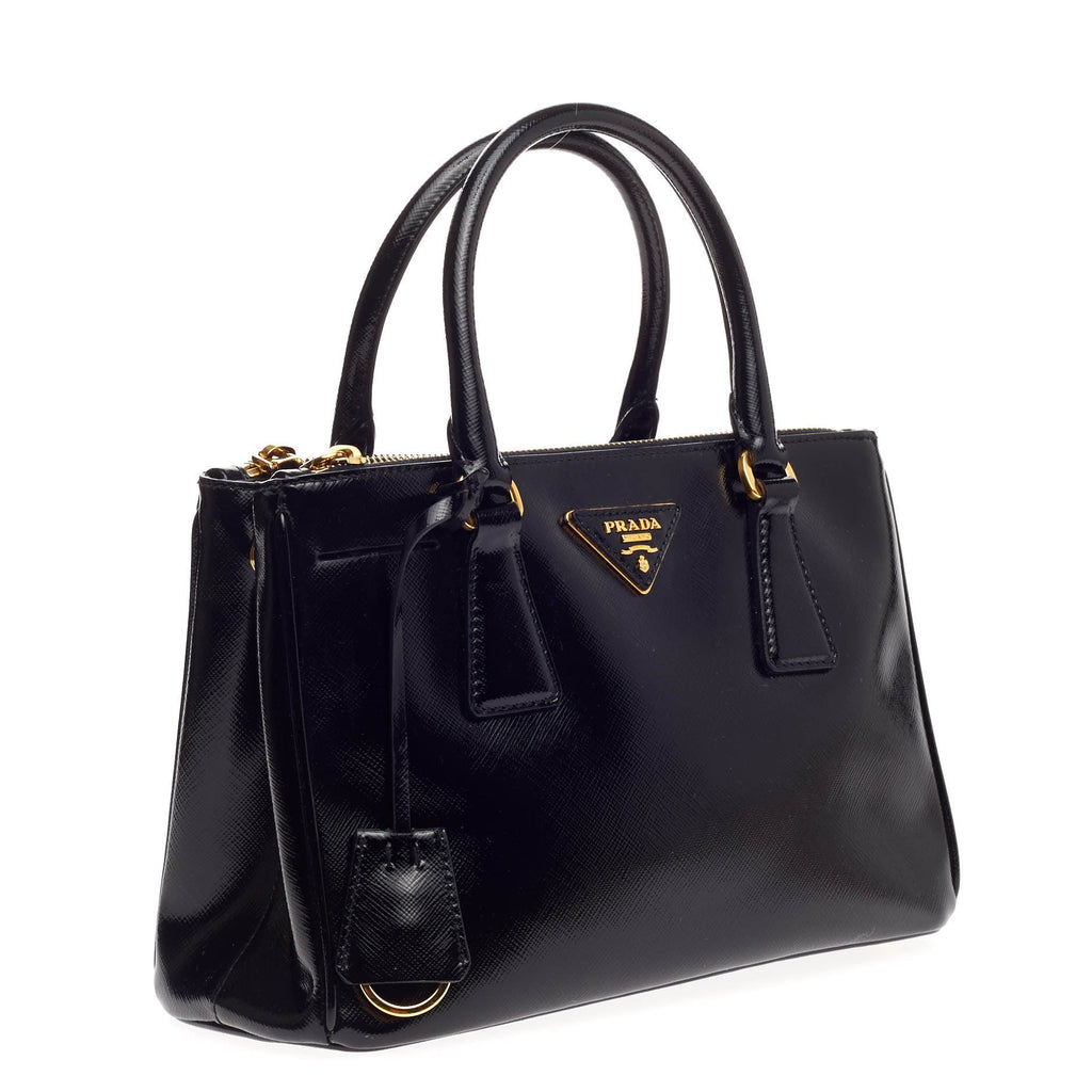 Double Zip Lux Tote Vernice Saffiano Leather Mini