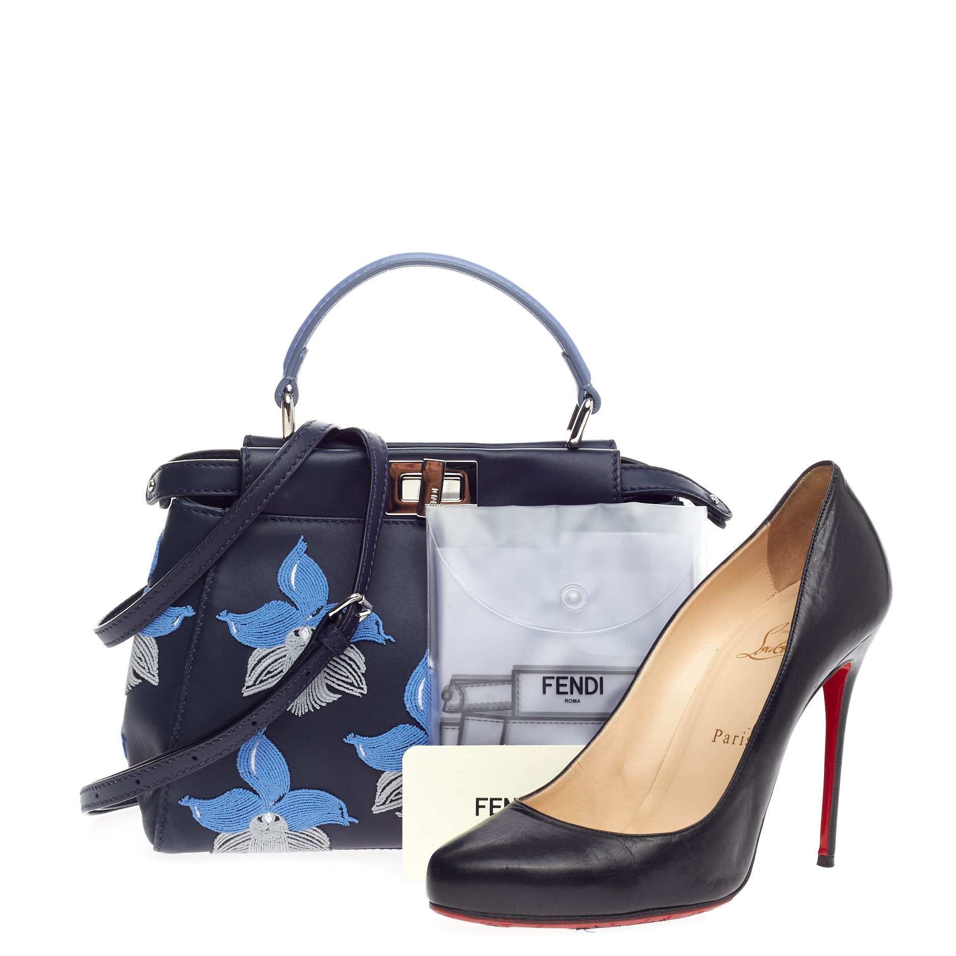 Peekaboo Handbag Embroidered Leather Mini