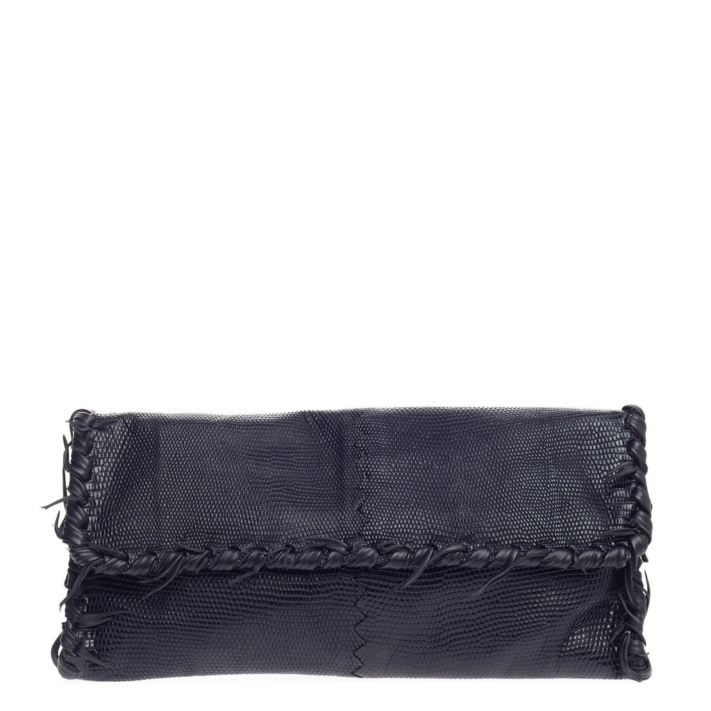 Fuzzy Clutch Lizard with Intrecciato Detail Medium