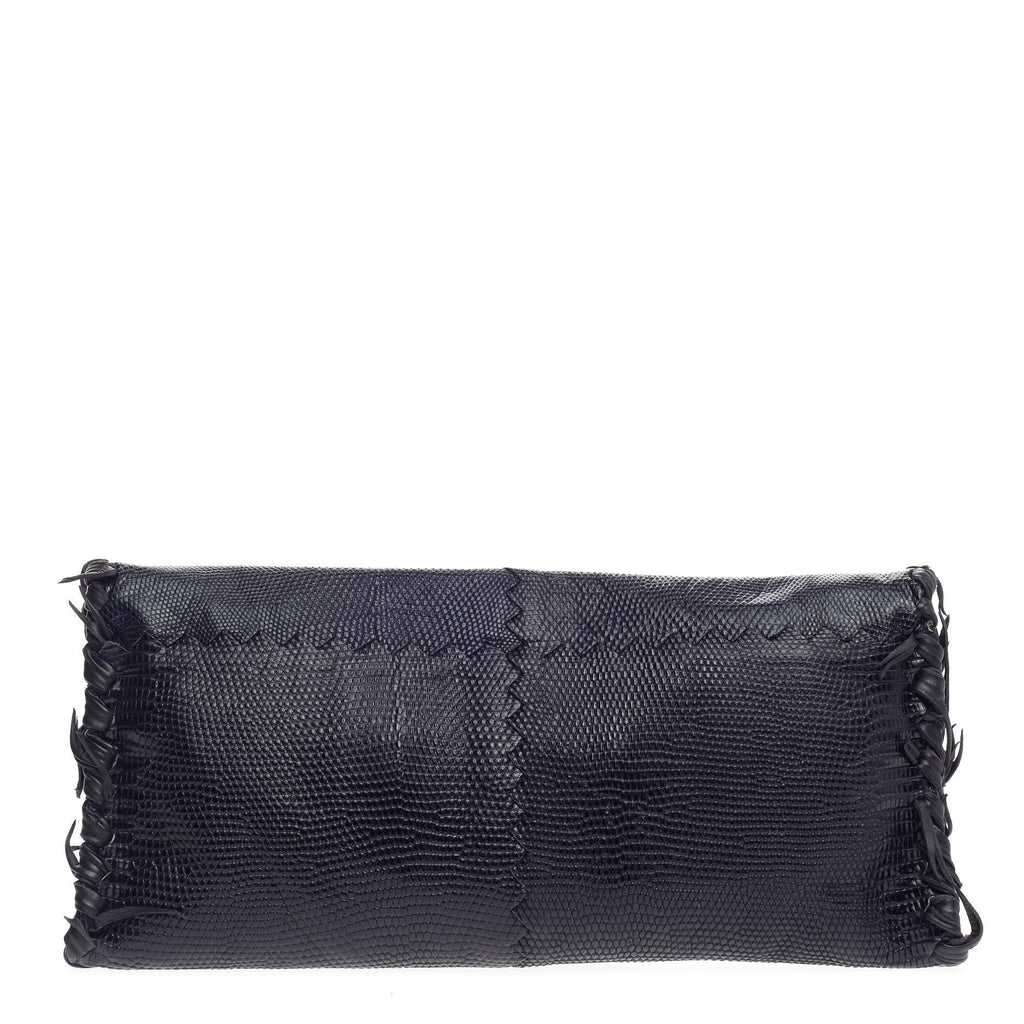 Fuzzy Clutch Lizard with Intrecciato Detail Medium