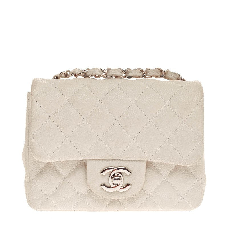 Square Classic Single Flap Bag Caviar Mini