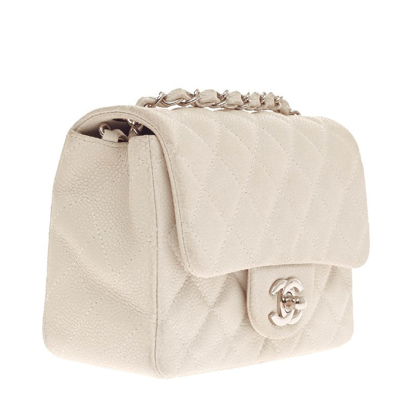 Square Classic Single Flap Bag Caviar Mini