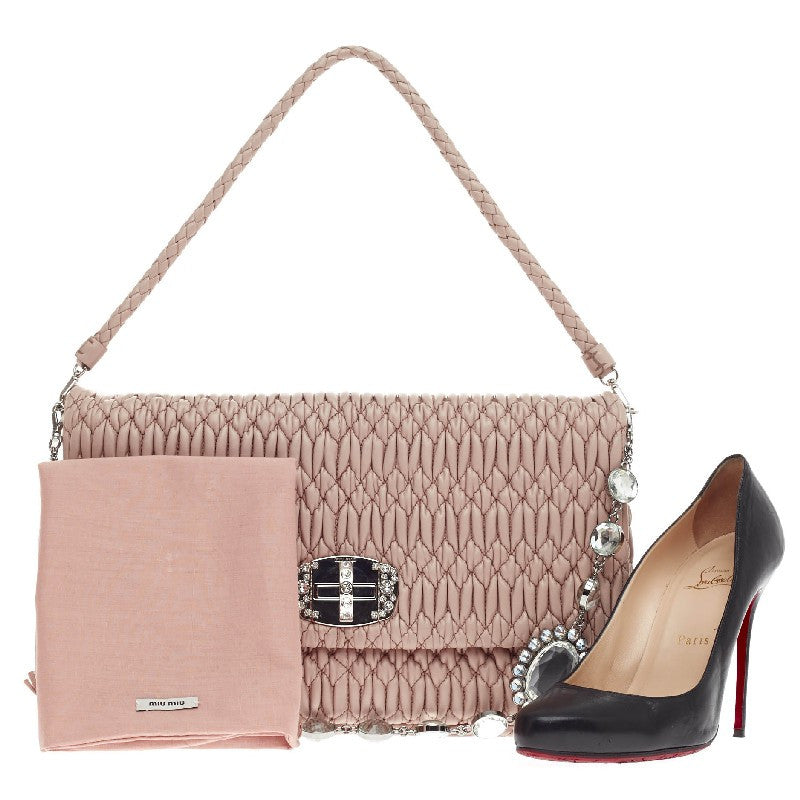 Crystal Clutch Matelasse Leather Large