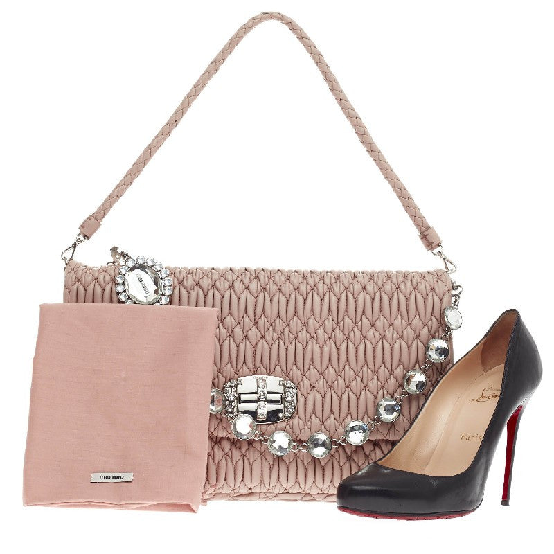 Crystal Clutch Matelasse Leather Large