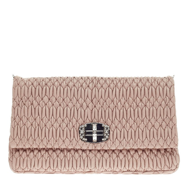 Crystal Clutch Matelasse Leather Large