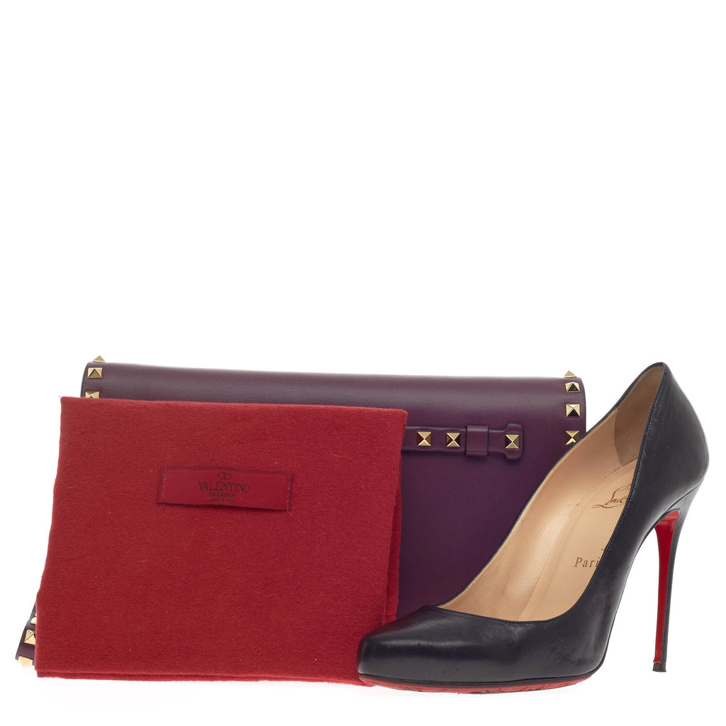 Rockstud Flap Clutch Leather