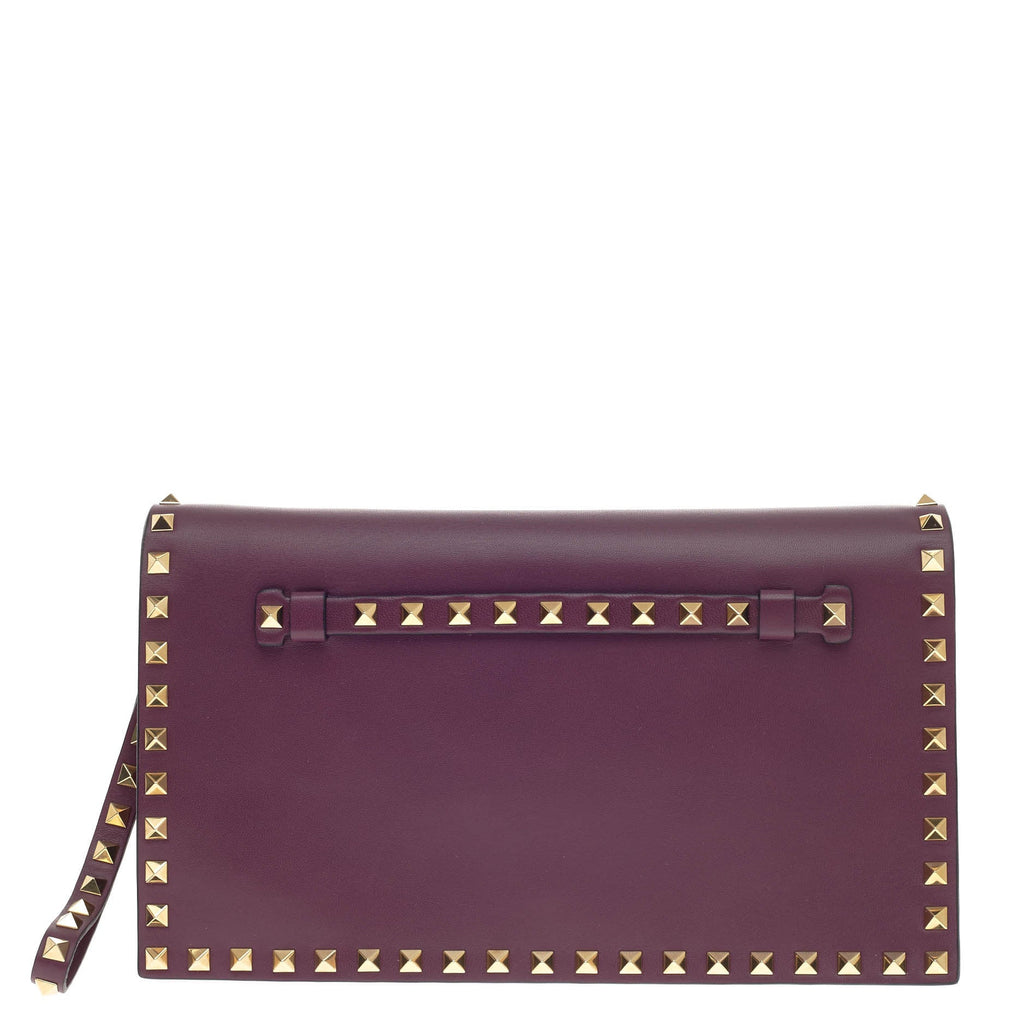 Rockstud Flap Clutch Leather